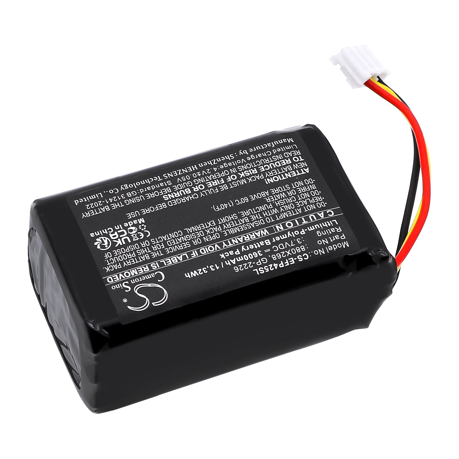 3.7V, Li-Polymer, 3600mAh, Battery fits EXFO FIP-425B, FIP-435B, 13.32Wh Equipment, Survey, Test Cameron Sino Technology Limited