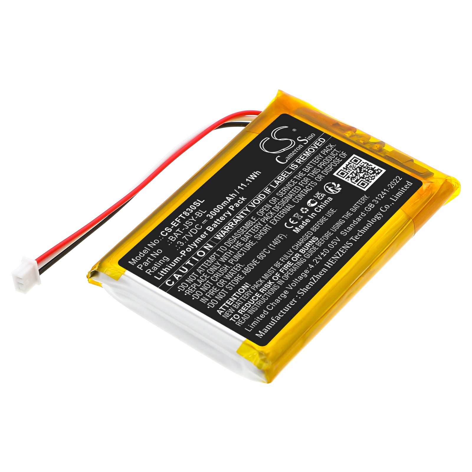 3.7V, Li-Polymer, 3000mAh, Battery fits Eufy SpaceView Baby Monitor E110, T8300-M | HelloBaby HB40, 11.1Wh BabyPhone Cameron Sino Technology Limited