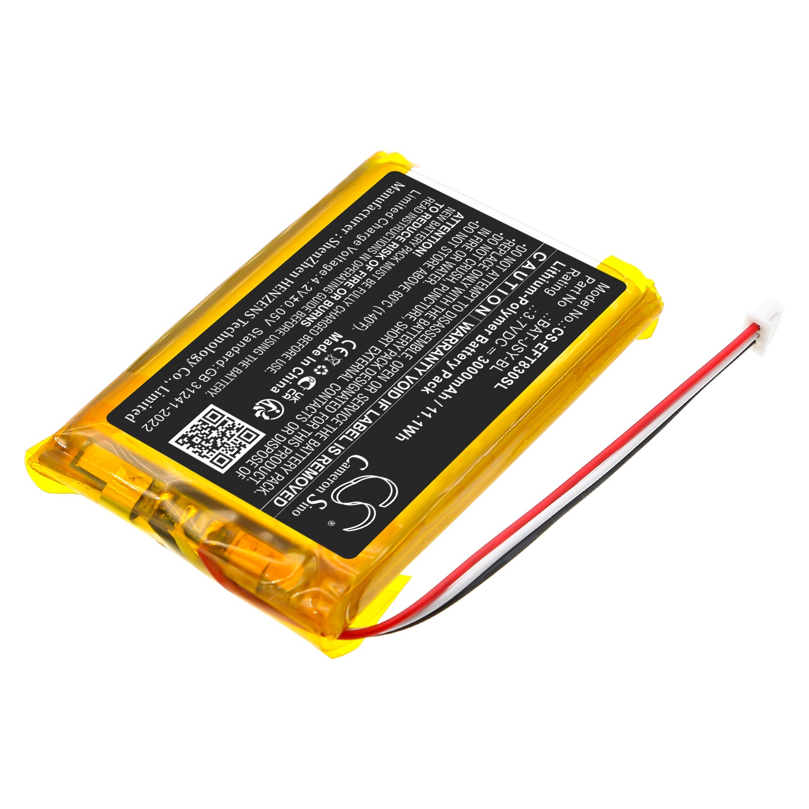 3.7V, Li-Polymer, 3000mAh, Battery fits Eufy SpaceView Baby Monitor E110, T8300-M | HelloBaby HB40, 11.1Wh BabyPhone Cameron Sino Technology Limited