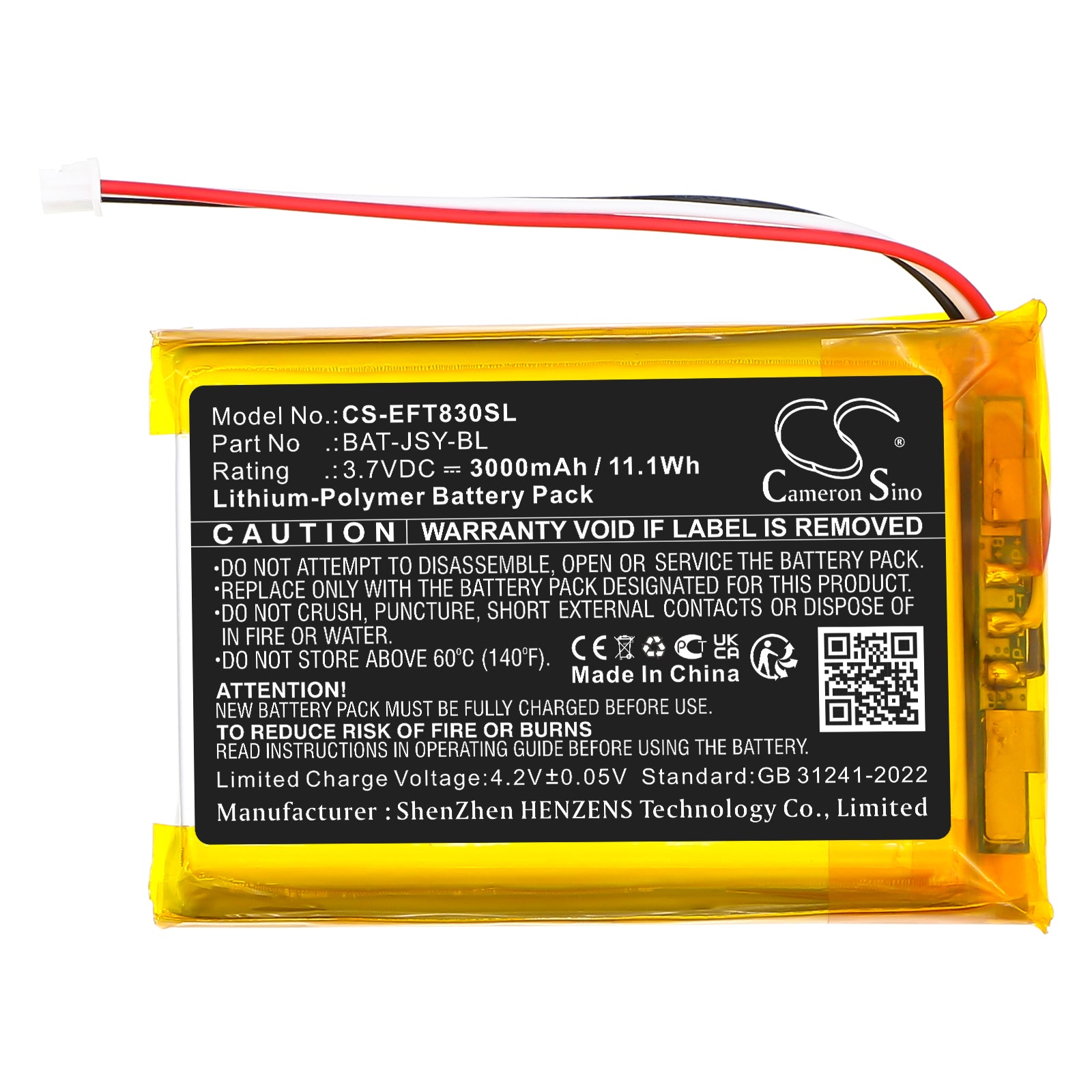 3.7V, Li-Polymer, 3000mAh, Battery fits Eufy SpaceView Baby Monitor E110, T8300-M | HelloBaby HB40, 11.1Wh BabyPhone Cameron Sino Technology Limited