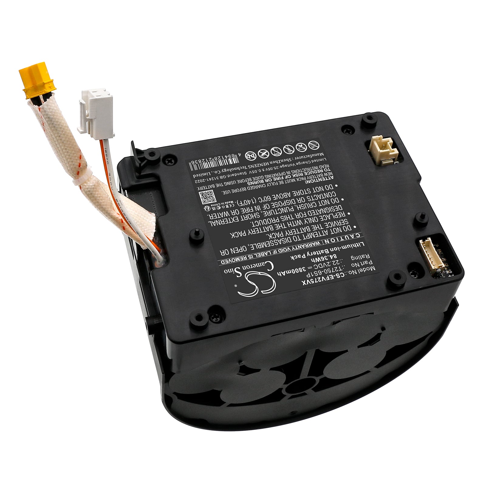 22.2V, Li-ion, 3800mAh, Battery fits Eufy Mach V1 T2750 Wet & Dry, T2750G11, 84.36Wh Vacuum Cameron Sino Technology Limited