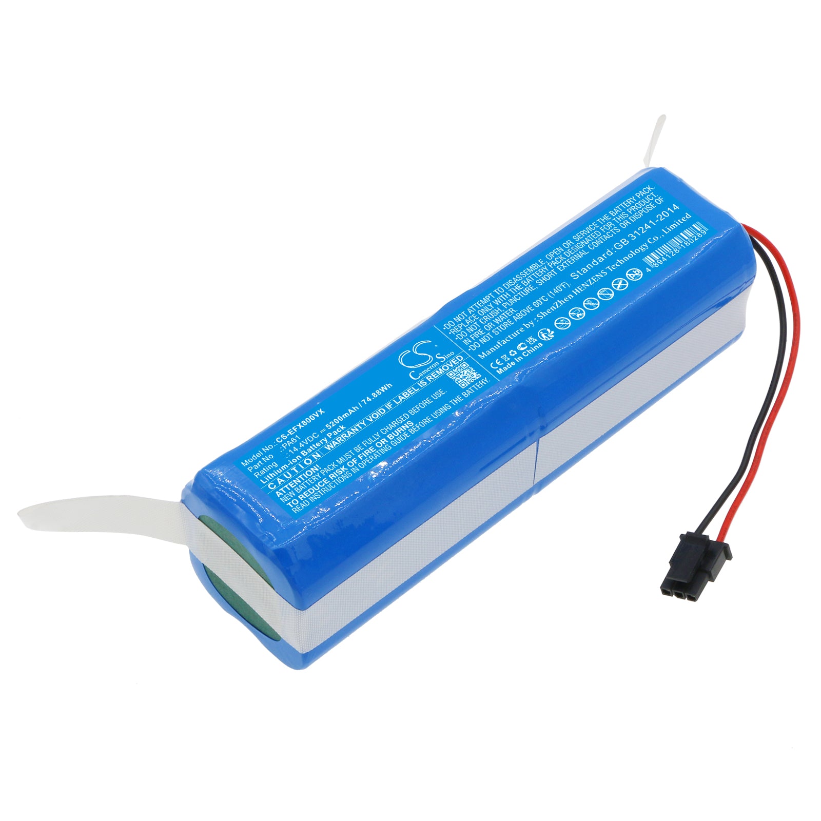 Li-ion, Vacuum Battery fits Eufy Robovac X8, Robovac X8 Hybrid, 14.4V, 5200mAh Vacuum Cameron Sino Technology Limited