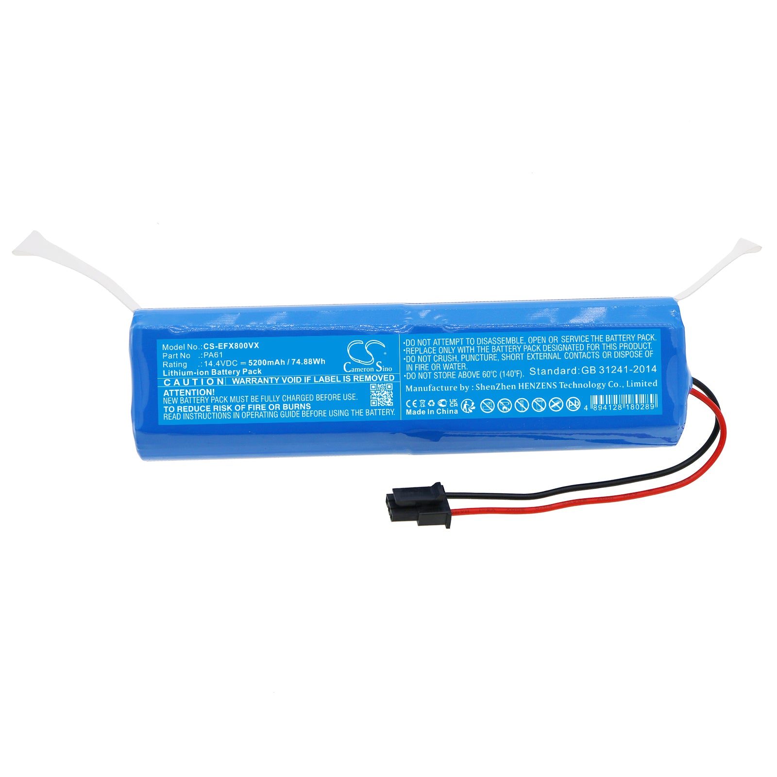 Li-ion, Vacuum Battery fits Eufy Robovac X8, Robovac X8 Hybrid, 14.4V, 5200mAh Vacuum Cameron Sino Technology Limited