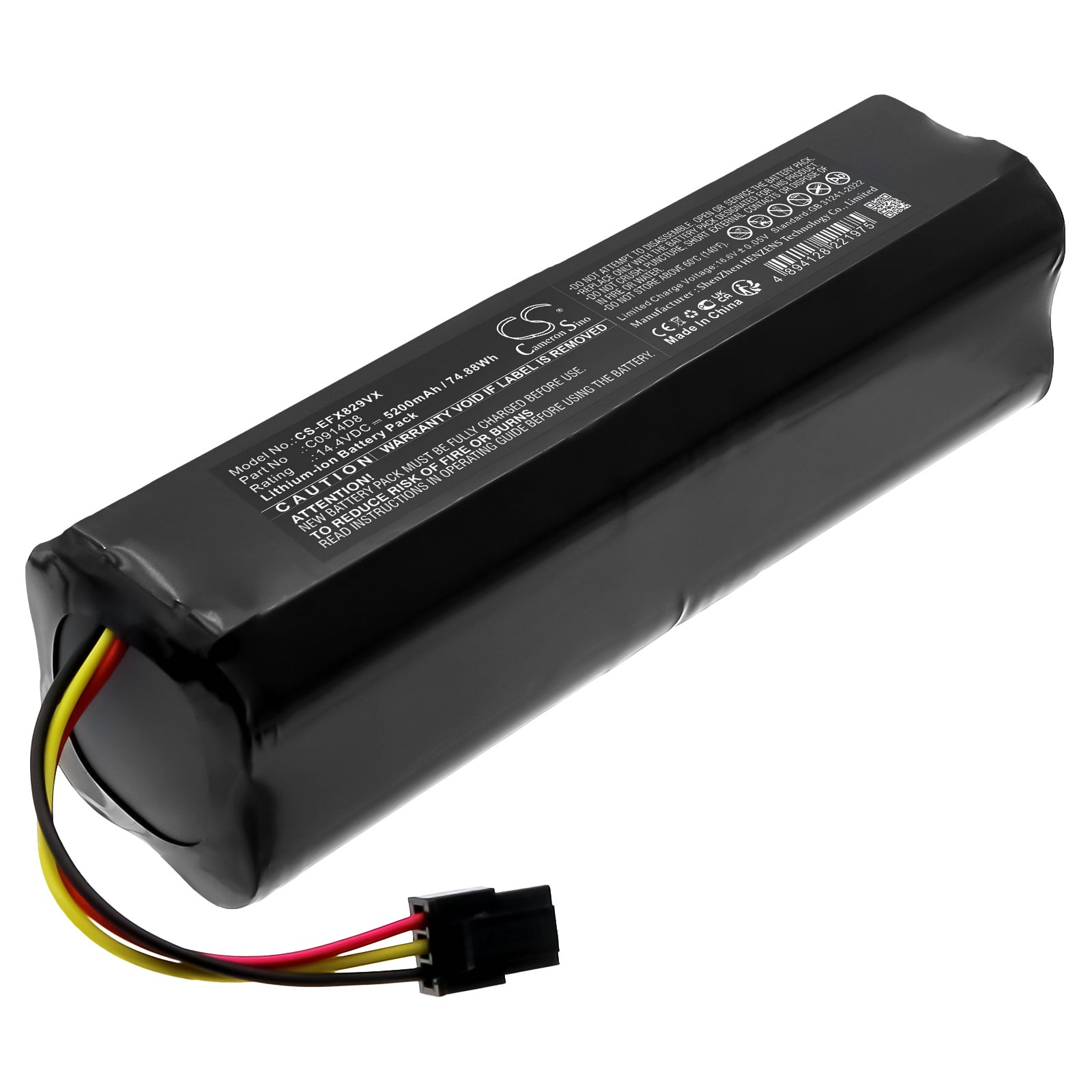 14.4V, Li-ion, 5200mAh, Battery fits Eufy SES, T29J6, 74.88Wh Vacuum Cameron Sino Technology Limited