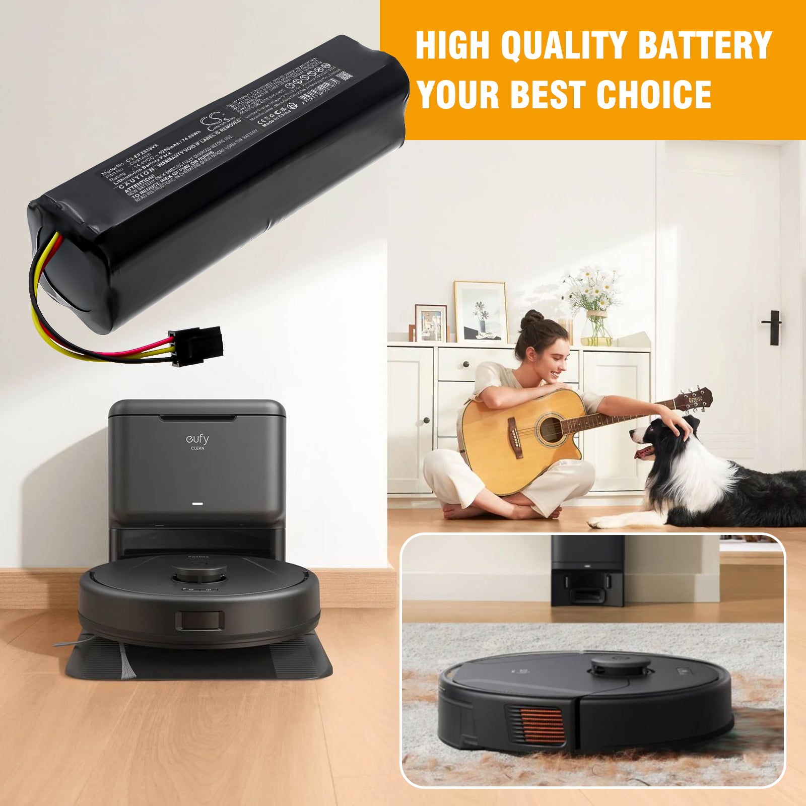 14.4V, Li-ion, 5200mAh, Battery fits Eufy SES, T29J6, 74.88Wh Vacuum Cameron Sino Technology Limited