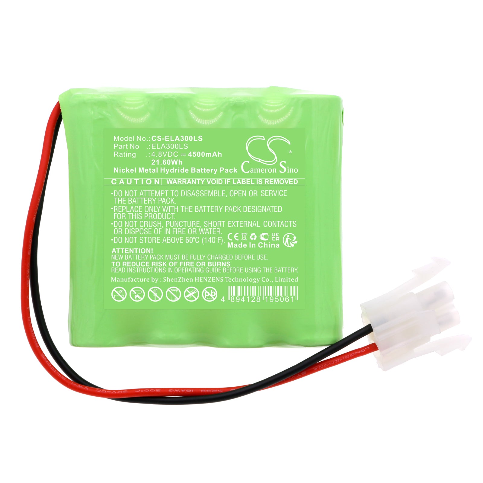 Ni-MH, Emergency Lighting Battery fits Cameron Sino Technologies, 4.8V, 4500mAh Emergency Lighting Cameron Sino Technology Limited