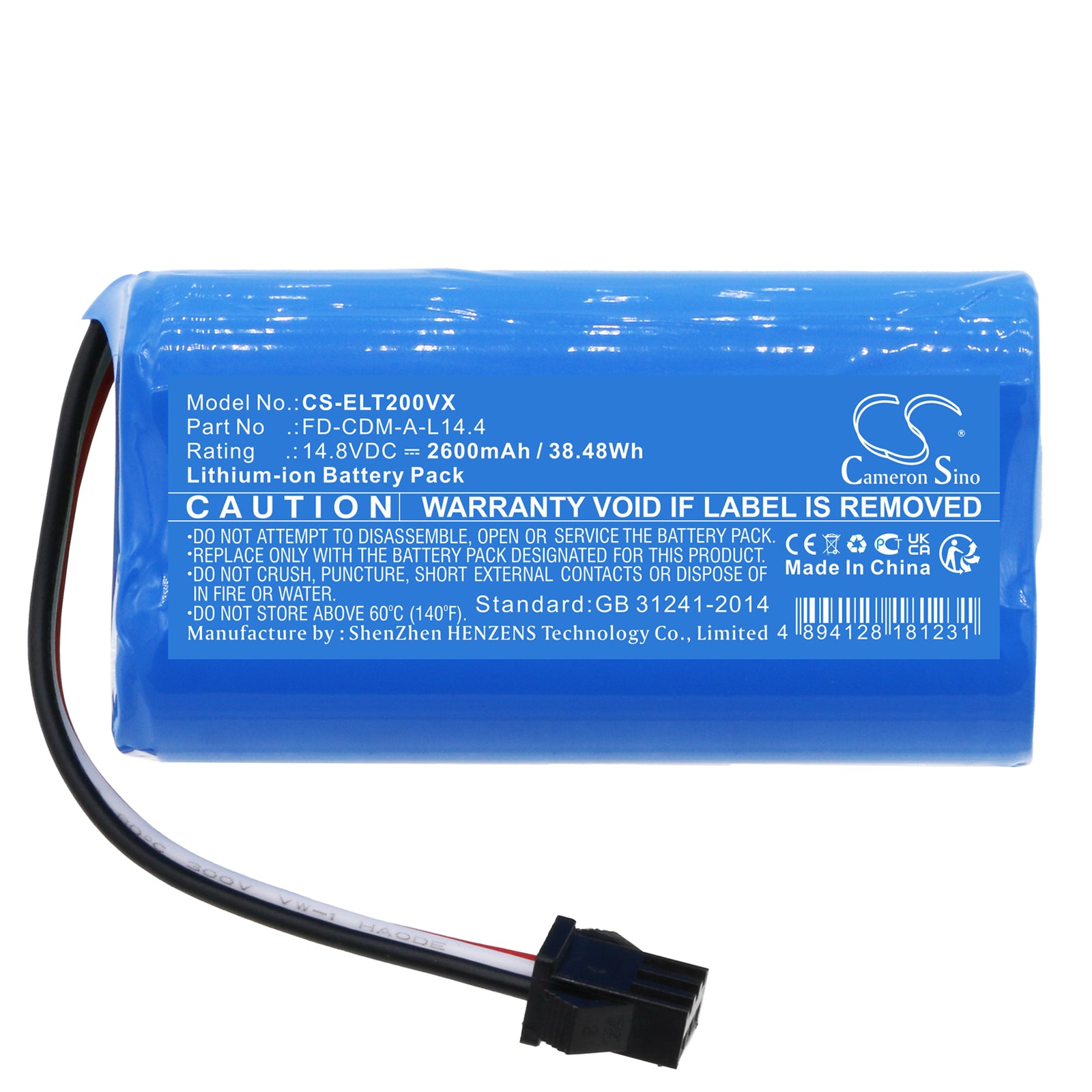 Li-ion, Vacuum Battery fits Dymosen C1, D1, 14.8V, 2600mAh Vacuum Cameron Sino Technology Limited