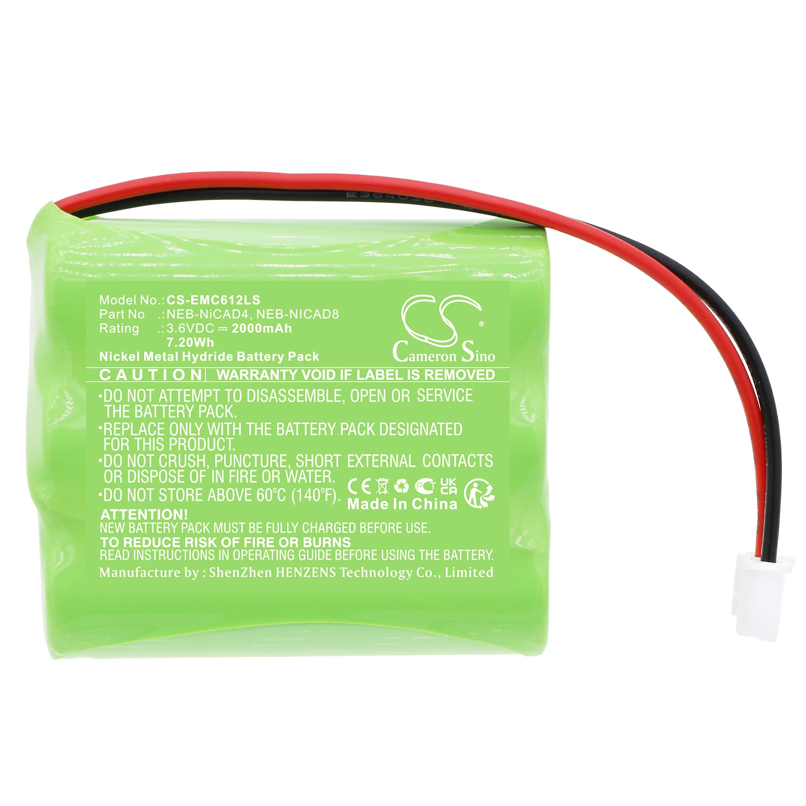 Ni-MH, Emergency Lighting Battery fits Nora Lighting Ne-602led, Ne-612led, 3.6V, 2000mAh Emergency Lighting Cameron Sino Technology Limited