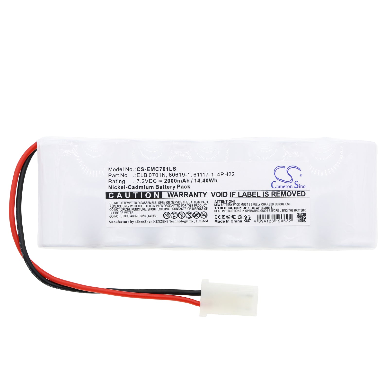 Ni-CD, Emergency Lighting Battery fits Lithonia Lv S W R 120/277 Eln Um, 7.2V, 2000mAh Emergency Lighting Cameron Sino Technology Limited
