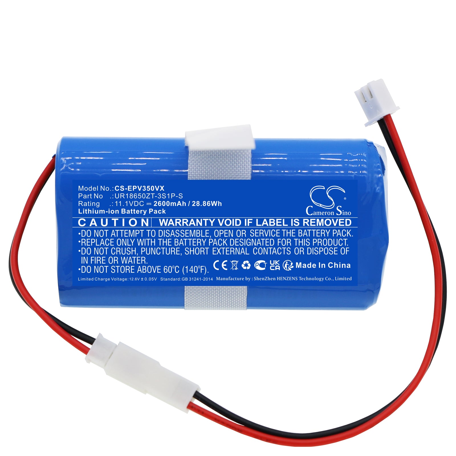Li-ion, Vacuum Battery fits Electropan Ilife V3s, 11.1V, 2600mAh Vacuum Cameron Sino Technology Limited