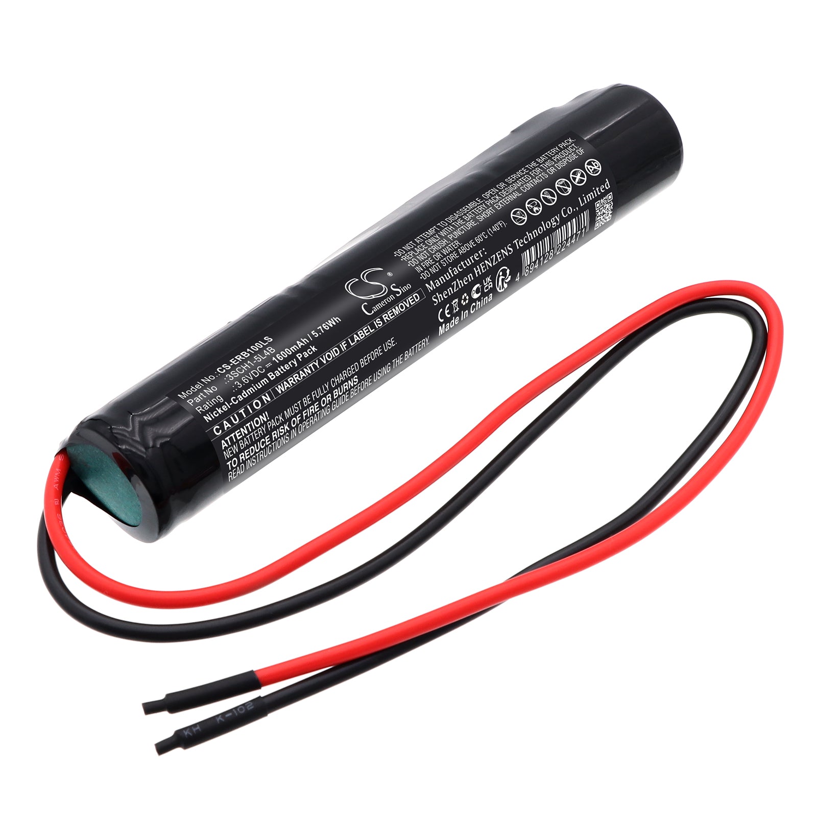 3.6V, Ni-CD, 1600mAh, Battery fits Eterna EB1, EML3MISO, 5.76Wh Emergency Lighting Cameron Sino Technology Limited