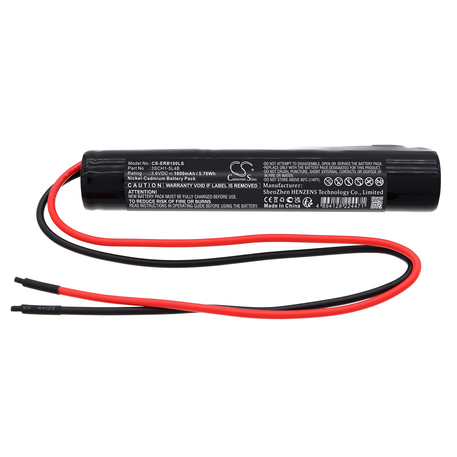 3.6V, Ni-CD, 1600mAh, Battery fits Eterna EB1, EML3MISO, 5.76Wh Emergency Lighting Cameron Sino Technology Limited