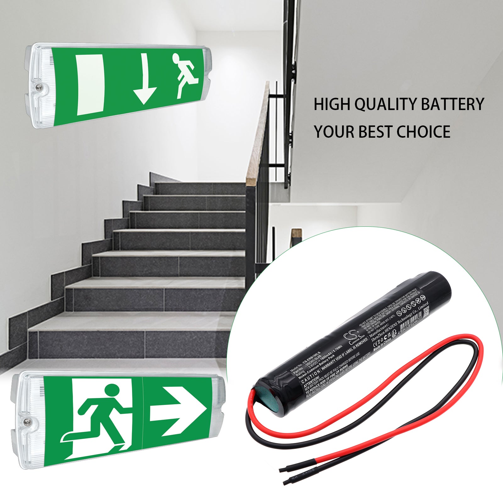 3.6V, Ni-CD, 1600mAh, Battery fits Eterna EB1, EML3MISO, 5.76Wh Emergency Lighting Cameron Sino Technology Limited