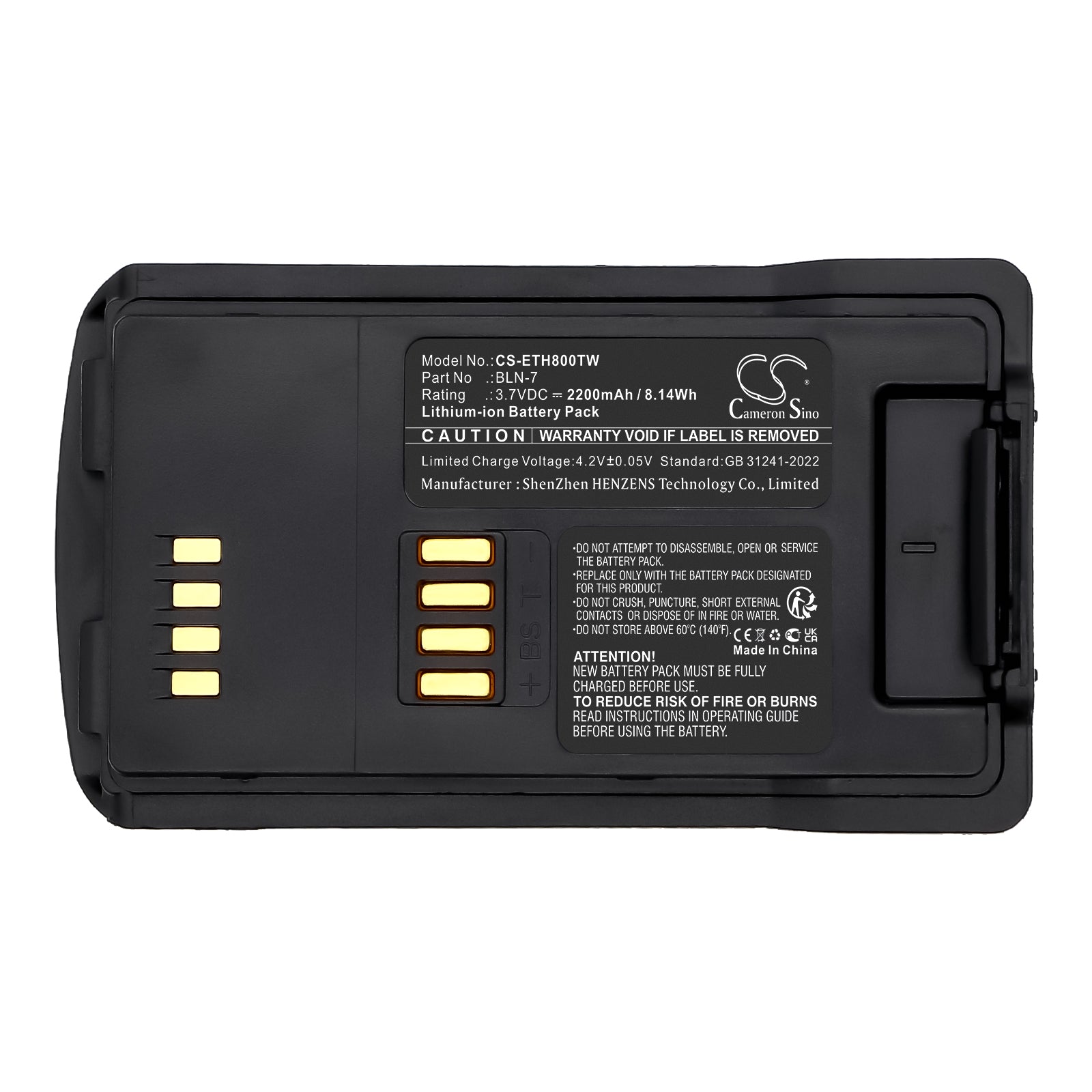 3.7V, Li-ion, 2200mAh, Battery fits EADS THR8, 8.14Wh Two-Way Radio Cameron Sino Technology Limited