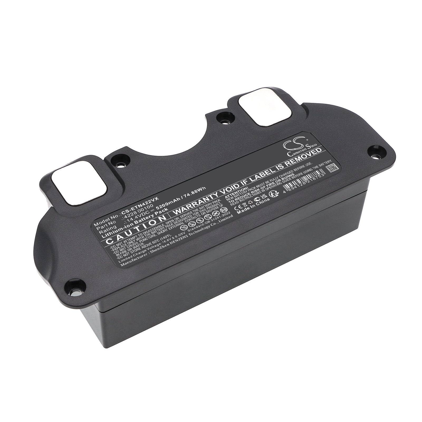 14.4V, Li-ion, 5200mAh, Battery fits ETA 4228 Navaggio Profi, 74.88Wh Vacuum Cameron Sino Technology Limited