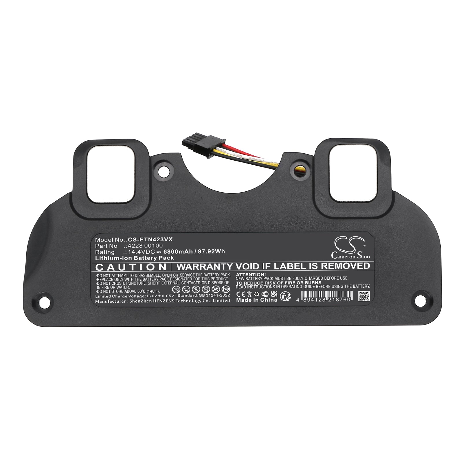 14.4V, Li-ion, 6800mAh, Battery fits ETA 4228 Navaggio Profi, 97.92Wh Vacuum Cameron Sino Technology Limited