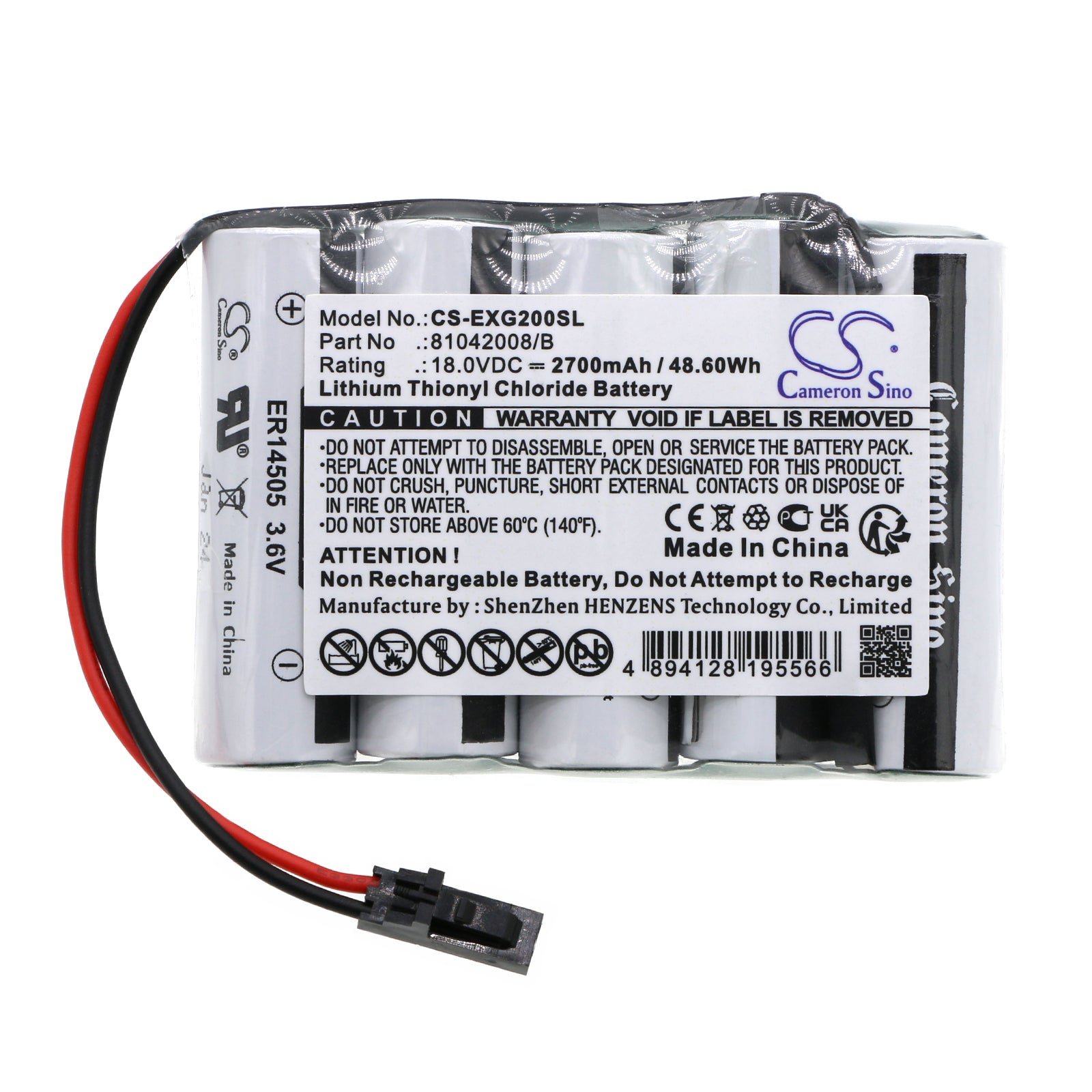Li-SOCl2, Equipment, Survey, Test Battery fits Exogen 2000+ Bone Healing System, 18.0V, 2700mAh Equipment, Survey, Test Cameron Sino Technology Limited