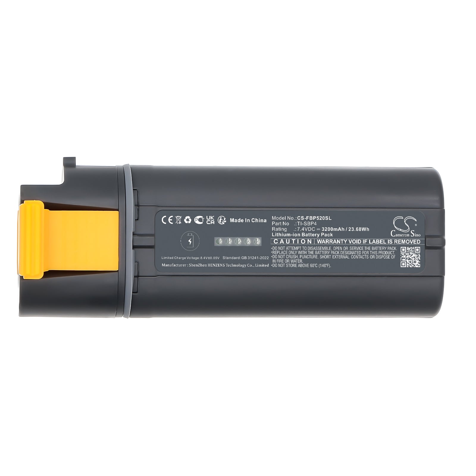 7.4V, Li-ion, 3200mAh, Battery fits Fluke TiX520, TiX560, 23.68Wh Thermal Camera Cameron Sino Technology Limited