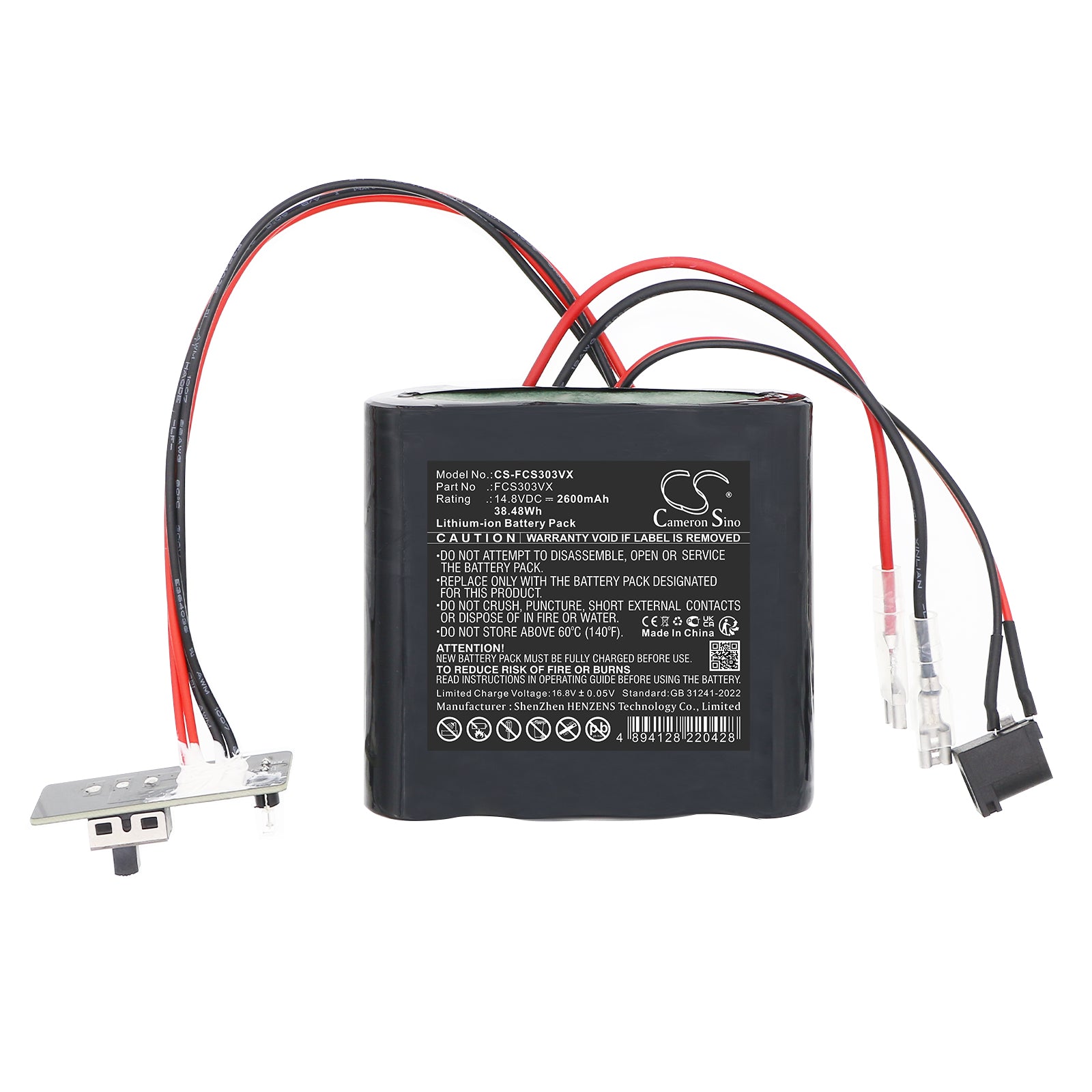 14.8V, Li-ion, 2600mAh, Battery fits ProfiCare PC-AKS3034, 38.48Wh Vacuum Cameron Sino Technology Limited