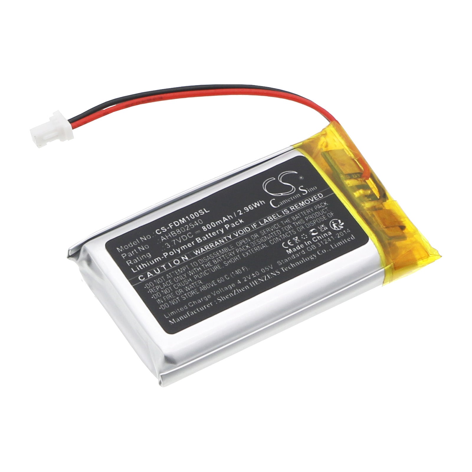 Li-Polymer, Wireless Headset Battery fits Fodsports M1s Pro, 3.7V, 800mAh CS-FDM100SL Wireless Headset Cameron Sino Technology Limited