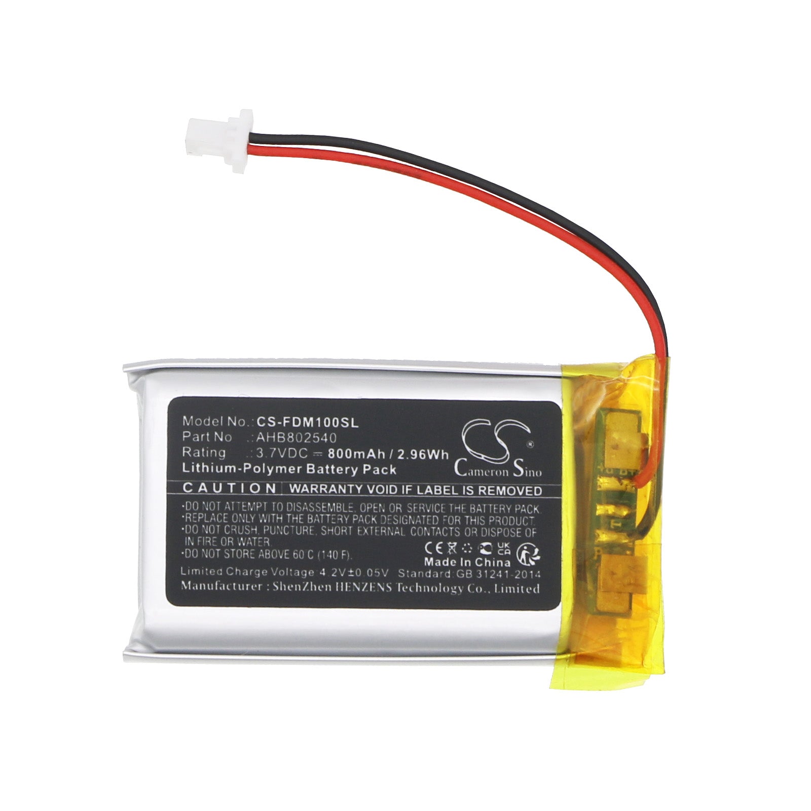 Li-Polymer, Wireless Headset Battery fits Fodsports M1s Pro, 3.7V, 800mAh CS-FDM100SL Wireless Headset Cameron Sino Technology Limited