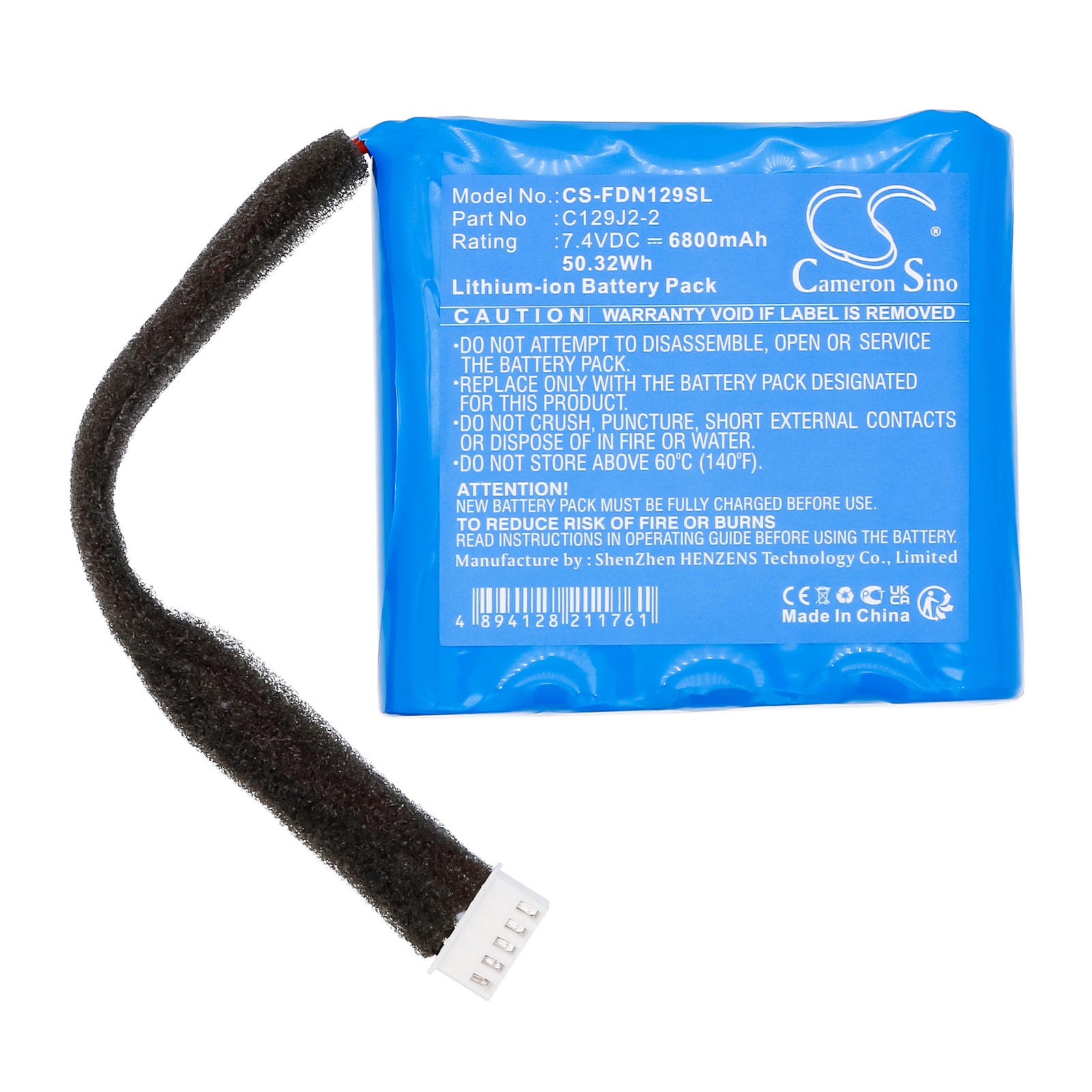 7.4V, Li-ion, 6800mAh, Battery fits Fender Indio, 50.32Wh Speaker Cameron Sino Technology Limited