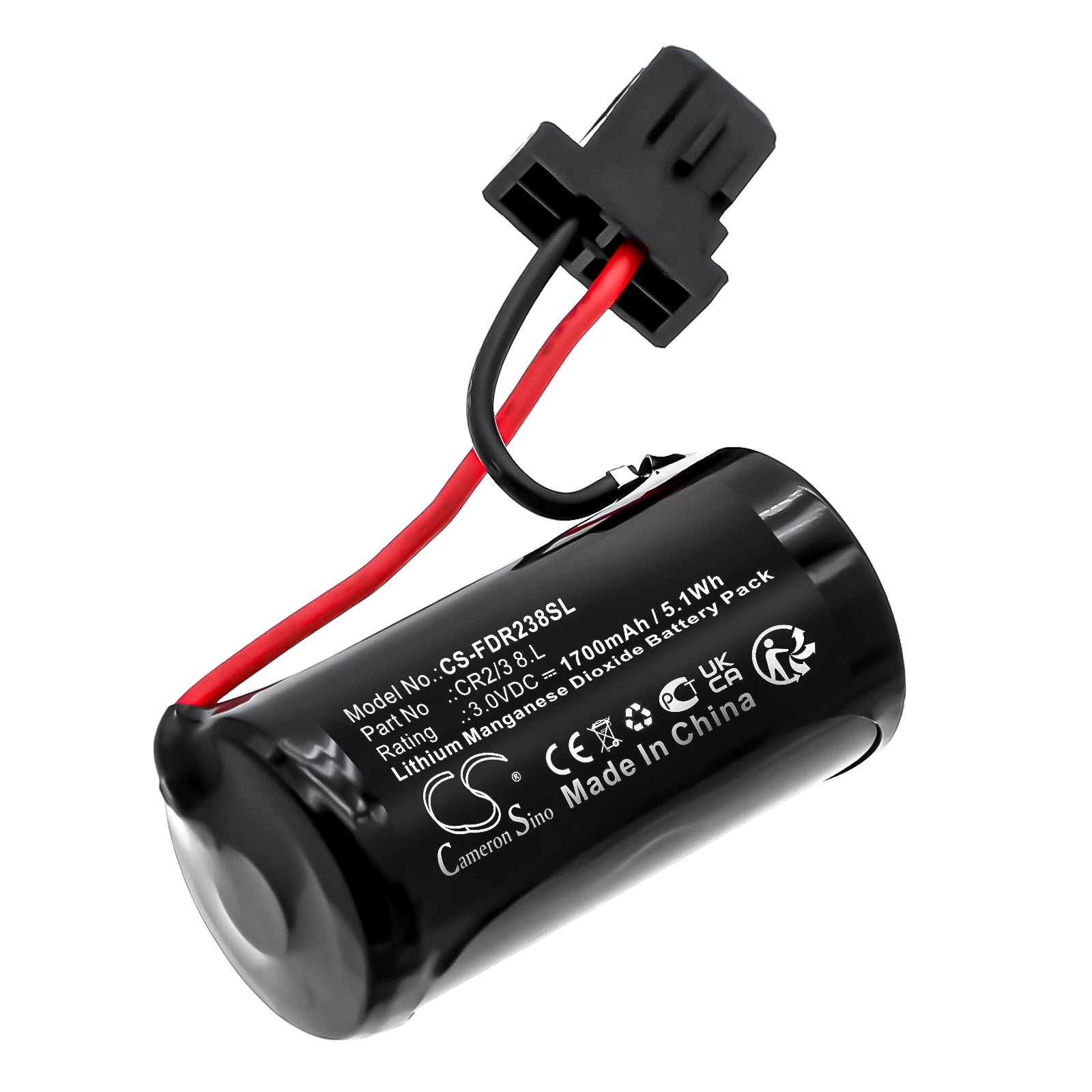3V, Li-MnO2, 1700mAh, Battery fits FDK CR2/3 8.L | Fuji CR2/3 8.L, 5.1Wh PLC Cameron Sino Technology Limited