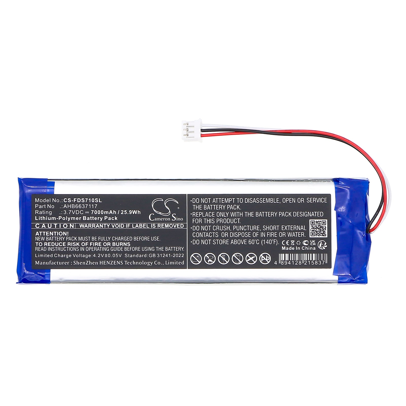3.7V, Li-Polymer, 7000mAh, Battery fits Fluke DS701 Diagnostic Videoscope, DS703 Diagnostic Videoscope, 25.9Wh Equipment, Survey, Test Cameron Sino Technology Limited