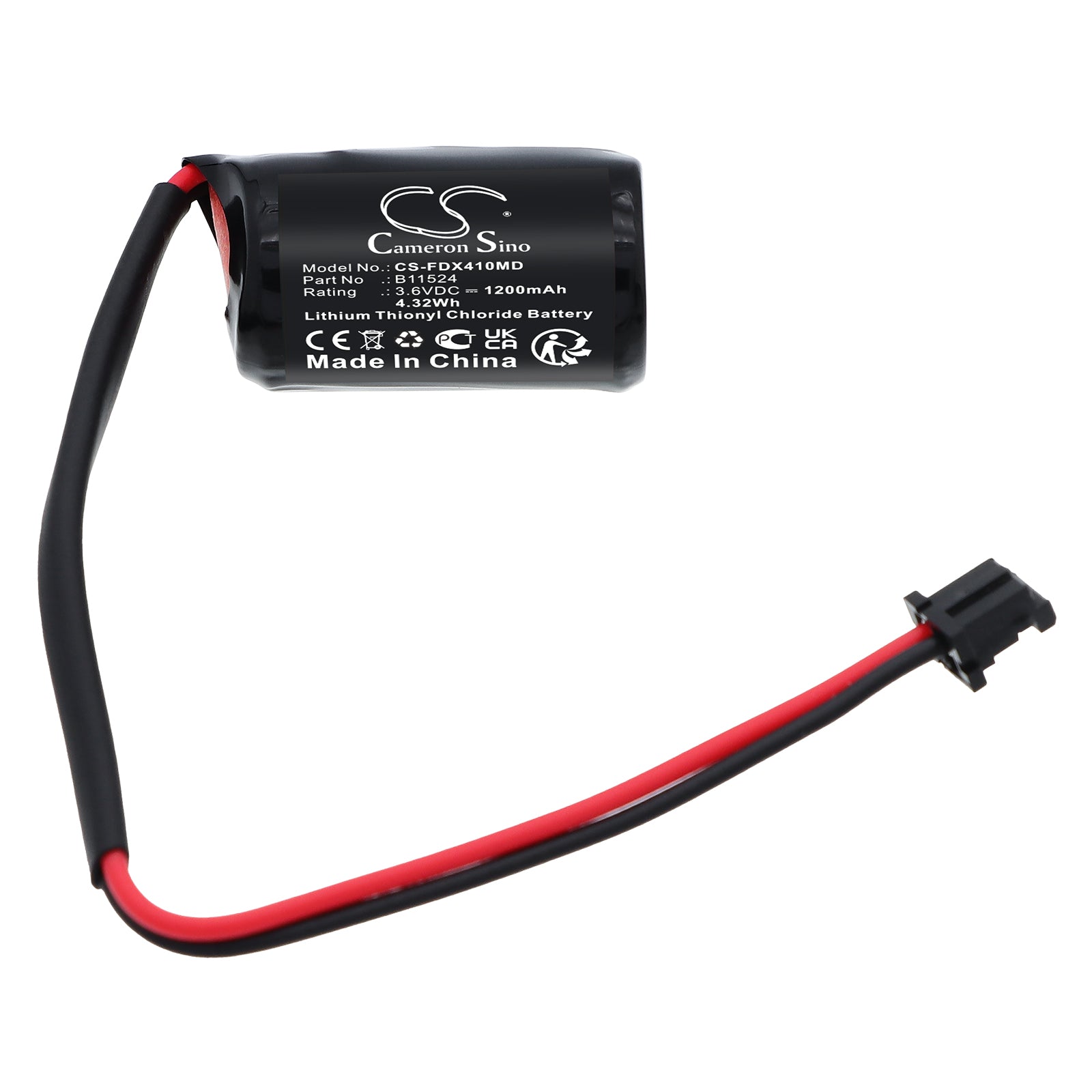 3.6V, Li-SOCl2, 1200mAh, Battery fits Fukuda Denshi FCP-4101 ECG Memory, 4.32Wh Medical Cameron Sino Technology Limited