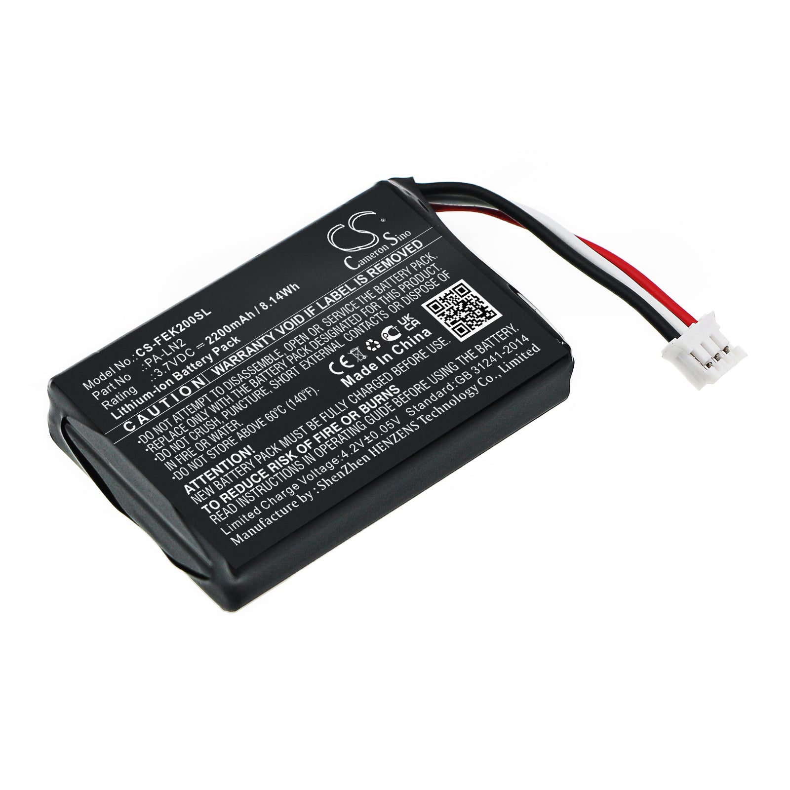 Li-ion, Battery Pack Battery fits Fey Elektronik Pa-ln2, 3.7V, 2200mAh Battery Pack Cameron Sino Technology Limited