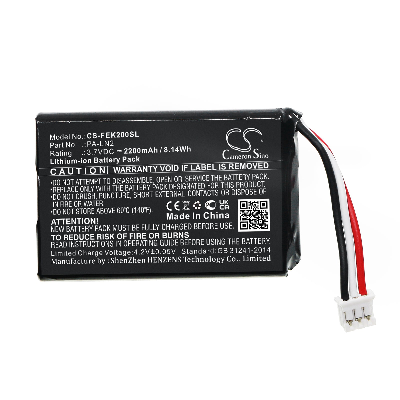 Li-ion, Battery Pack Battery fits Fey Elektronik Pa-ln2, 3.7V, 2200mAh Battery Pack Cameron Sino Technology Limited