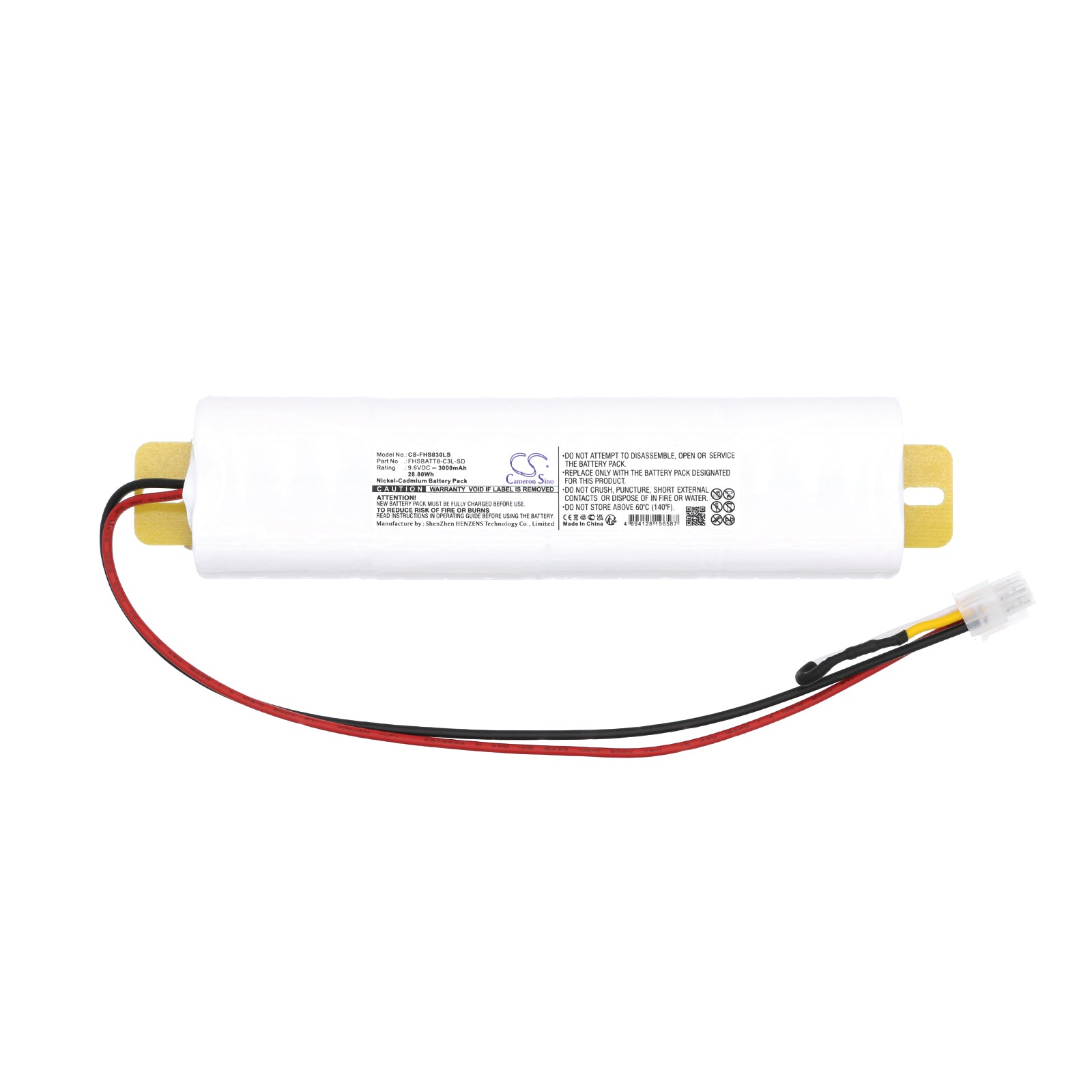 Ni-CD, Emergency Lighting Battery fits Fullham Fhsbatt8-c3l-sd, 9.6V, 3000mAh Emergency Lighting Cameron Sino Technology Limited