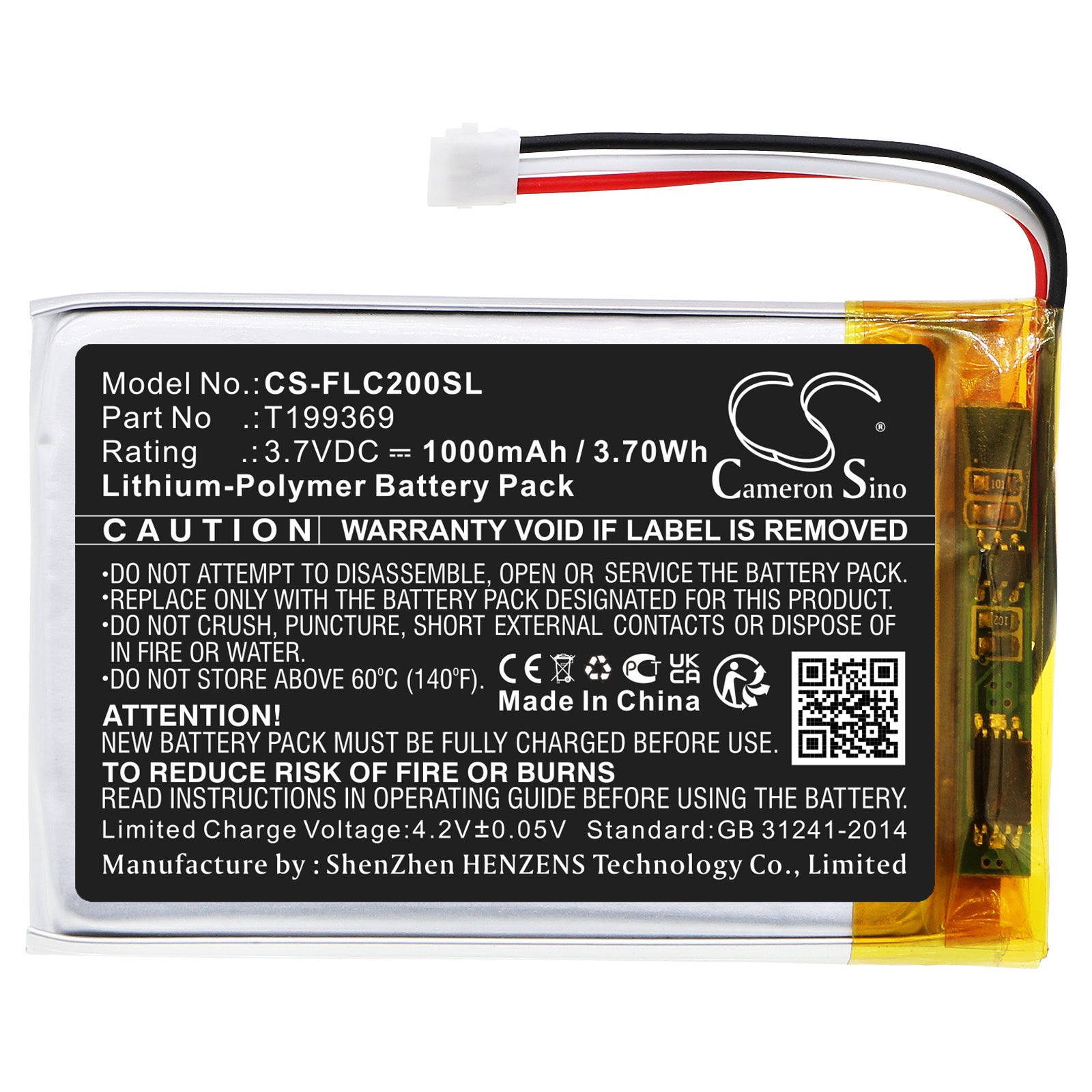 Li-Polymer, Thermal Camera Battery fits Flir C2, C3, 3.7V, 1000mAh Thermal Camera Cameron Sino Technology Limited