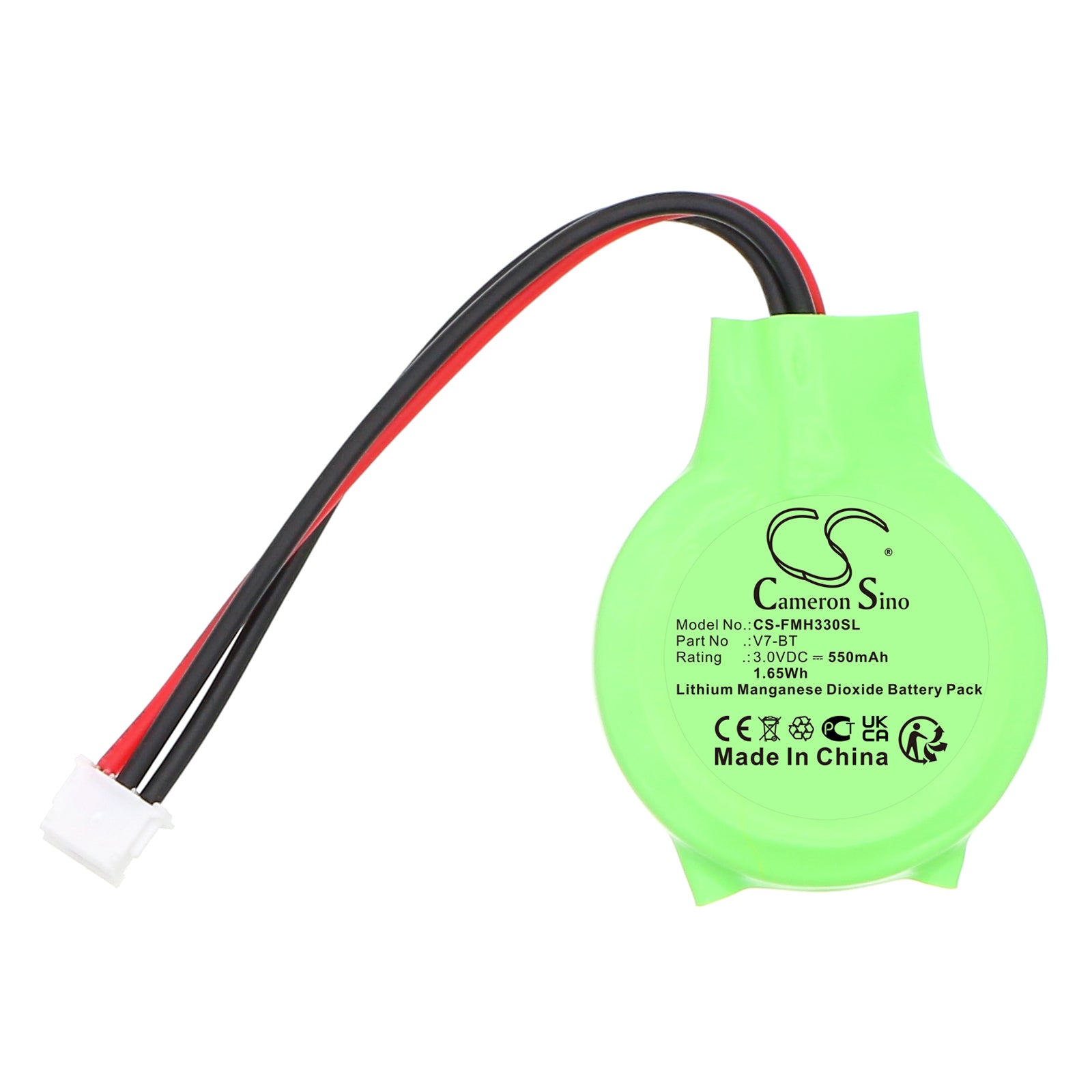 3V, Li-MnO2, 550mAh, Battery fits Fuji Electric UG221, UG30P-BT, 1.65Wh PLC Cameron Sino Technology Limited