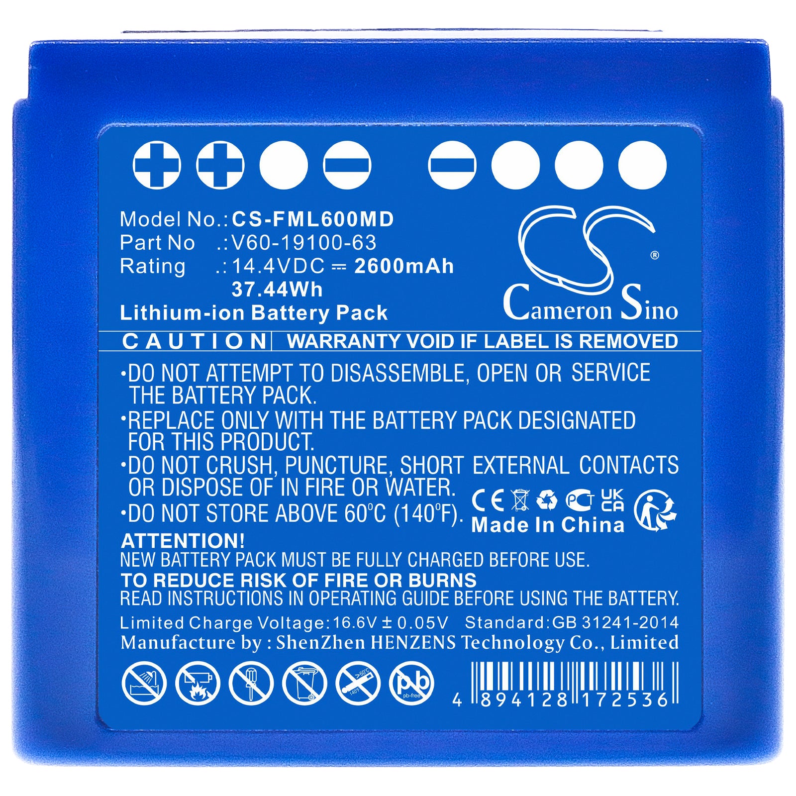 Li-ion, Medical Battery fits Flight Medical Flight 60 Internal, 14.4V, 2600mAh Medical Cameron Sino Technology Limited