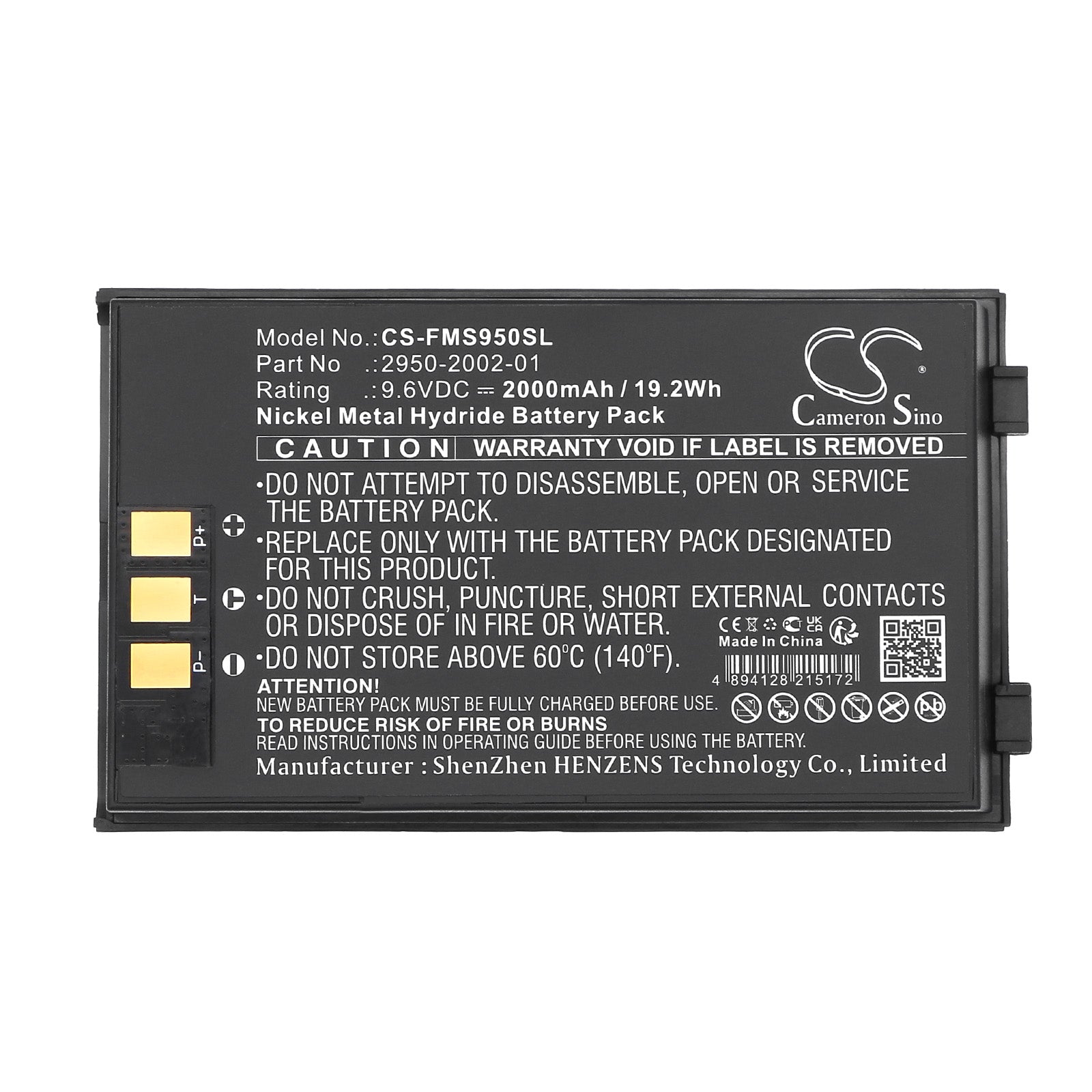 9.6V, Ni-MH, 2000mAh, Battery fits Fluke 6682252, 8092 01, 19.2Wh Equipment, Survey, Test Cameron Sino Technology Limited
