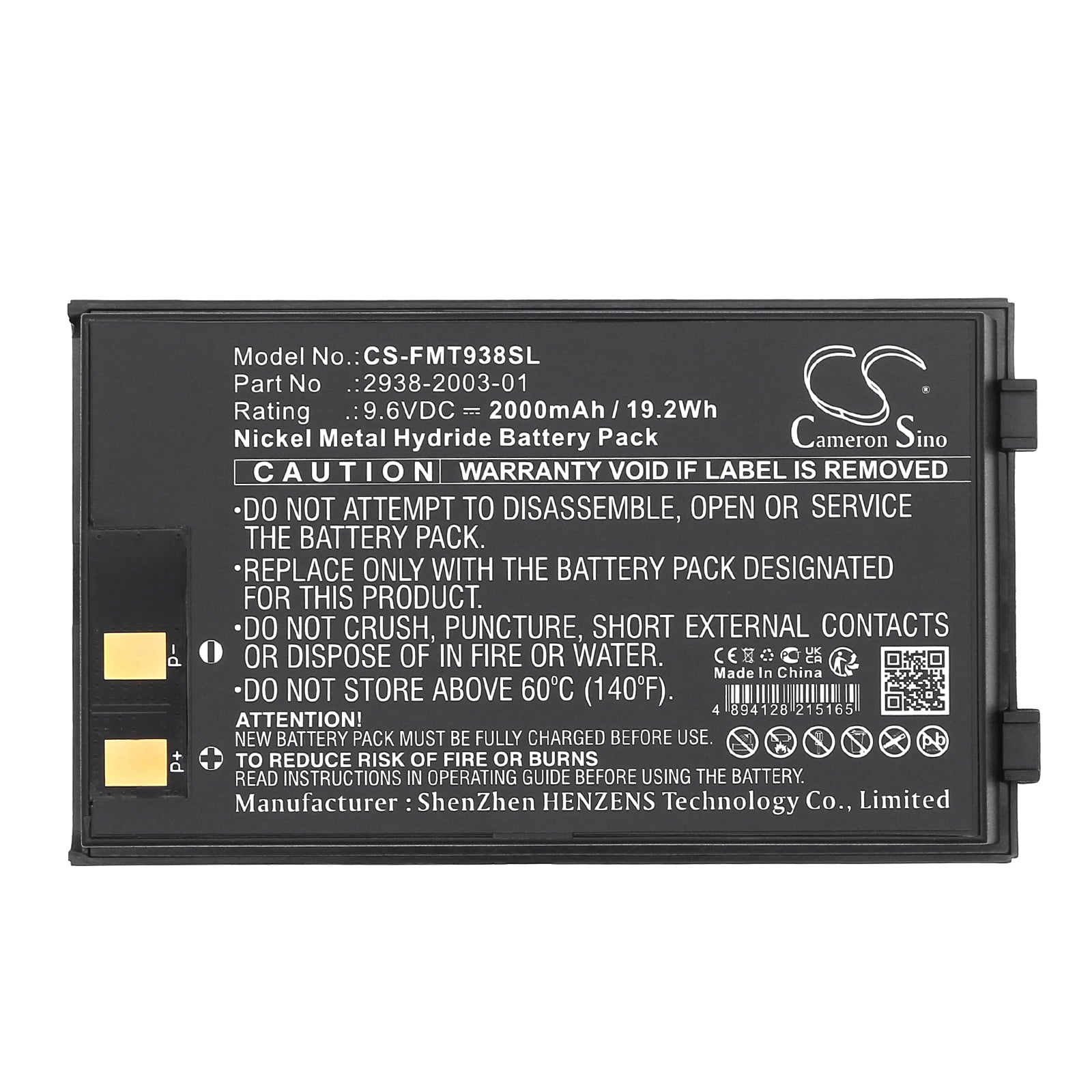 9.6V, Ni-MH, 2000mAh, Battery fits Fluke Microtest 2-Way Injector Tester, Microtest PentaScanner, 19.2Wh Equipment, Survey, Test Cameron Sino Technology Limited