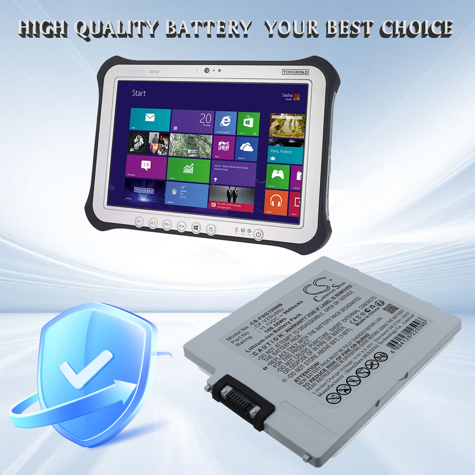 11.1V, Li-ion, 9600mAh, Battery fits Panasonic FZ-G1, Toughbook G1, 106.56Wh Notebook, Laptop Cameron Sino Technology Limited