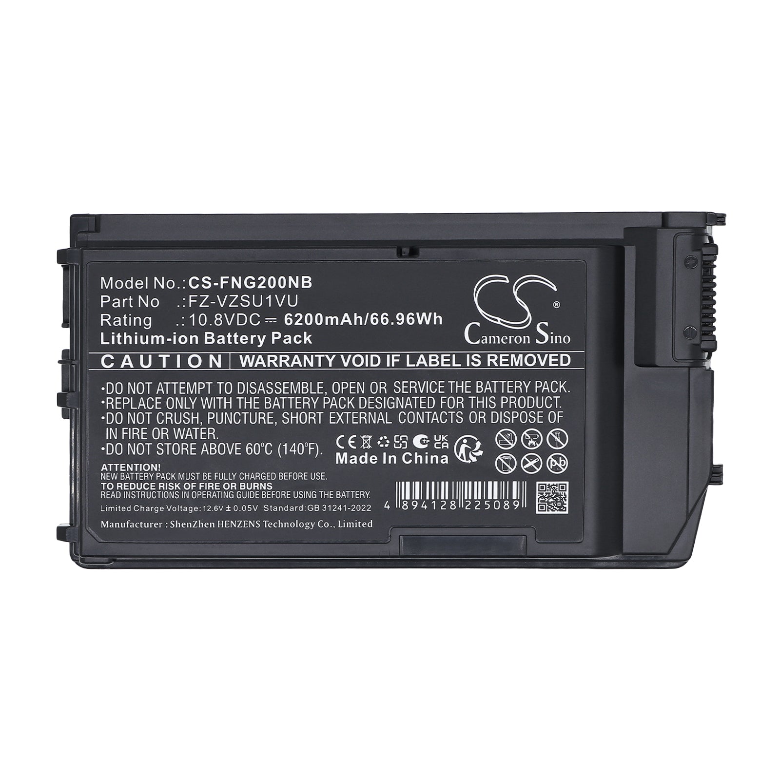 10.8V, Li-ion, 6200mAh, Battery fits Panasonic FZ-G2D, FZ-G2E, 66.96Wh Notebook, Laptop Cameron Sino Technology Limited