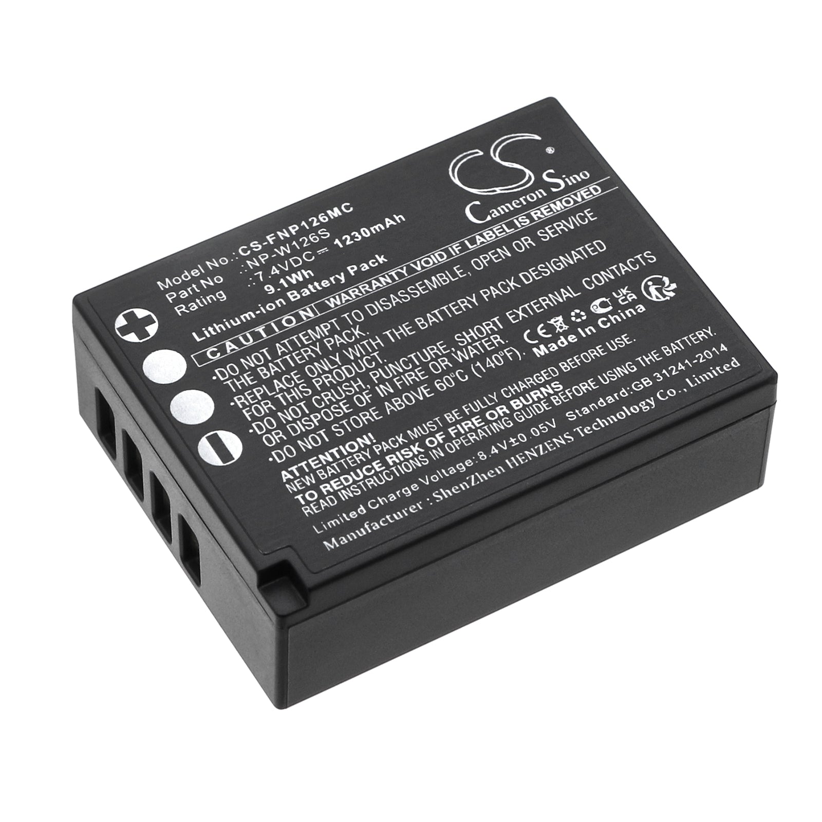 Li-ion, Camera Battery fits Fujifilm Finepix Hs30, Finepix Hs30exr, 7.4V, 1230mAh Camera Cameron Sino Technology Limited