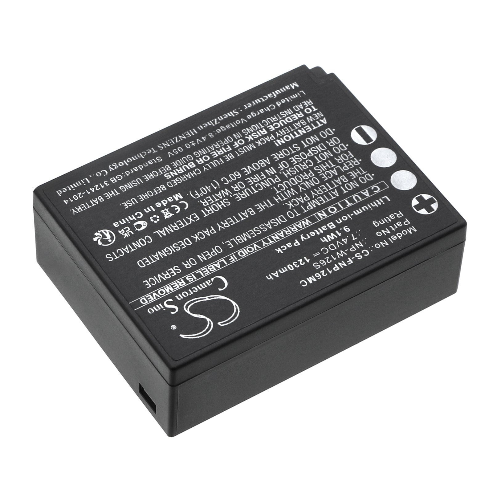 Li-ion, Camera Battery fits Fujifilm Finepix Hs30, Finepix Hs30exr, 7.4V, 1230mAh Camera Cameron Sino Technology Limited