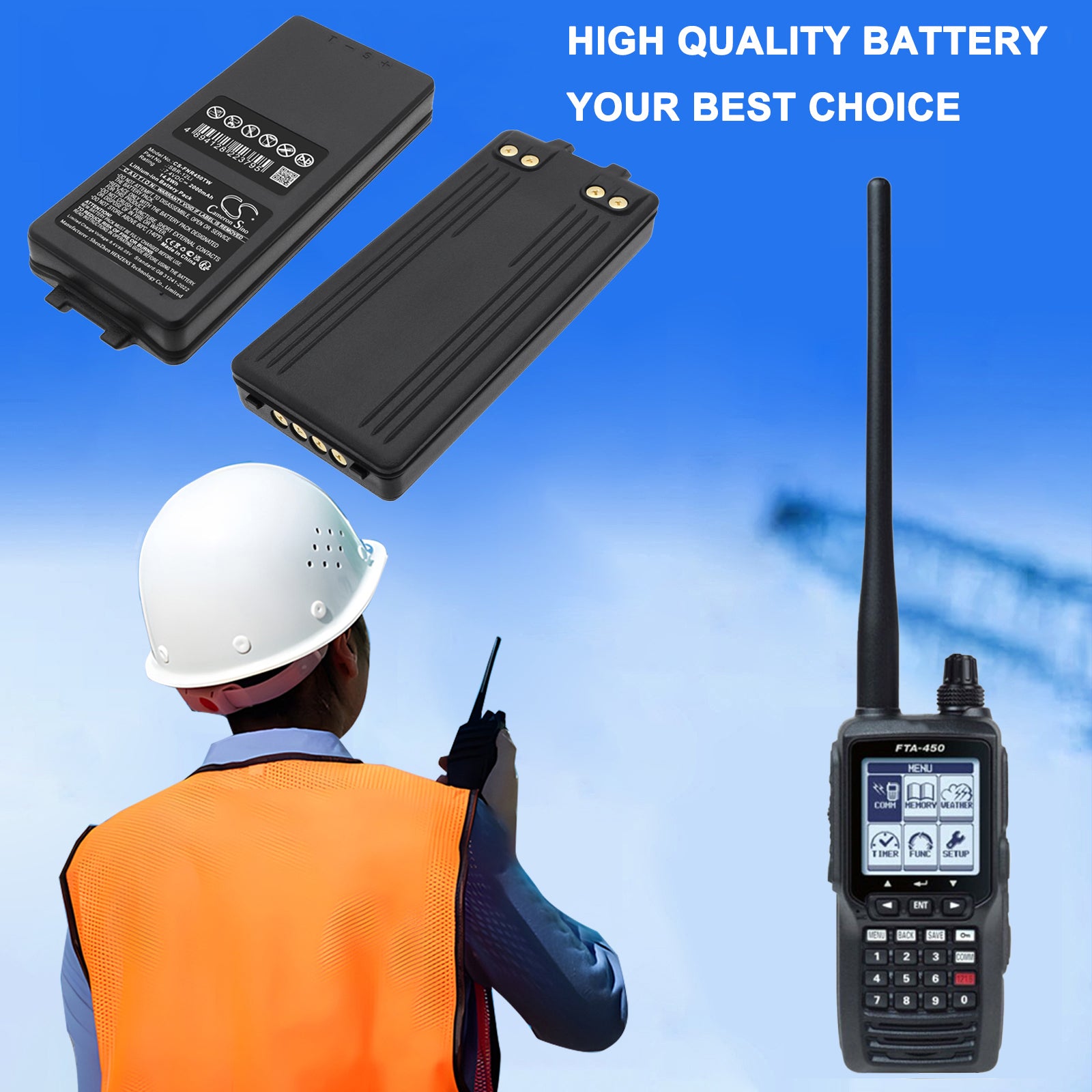 7.4V, Li-ion, 2000mAh, Battery fits AOR AR-DV10 | Yaesu FTA-85L, FTA-450L, 14.8Wh Two-Way Radio Cameron Sino Technology Limited