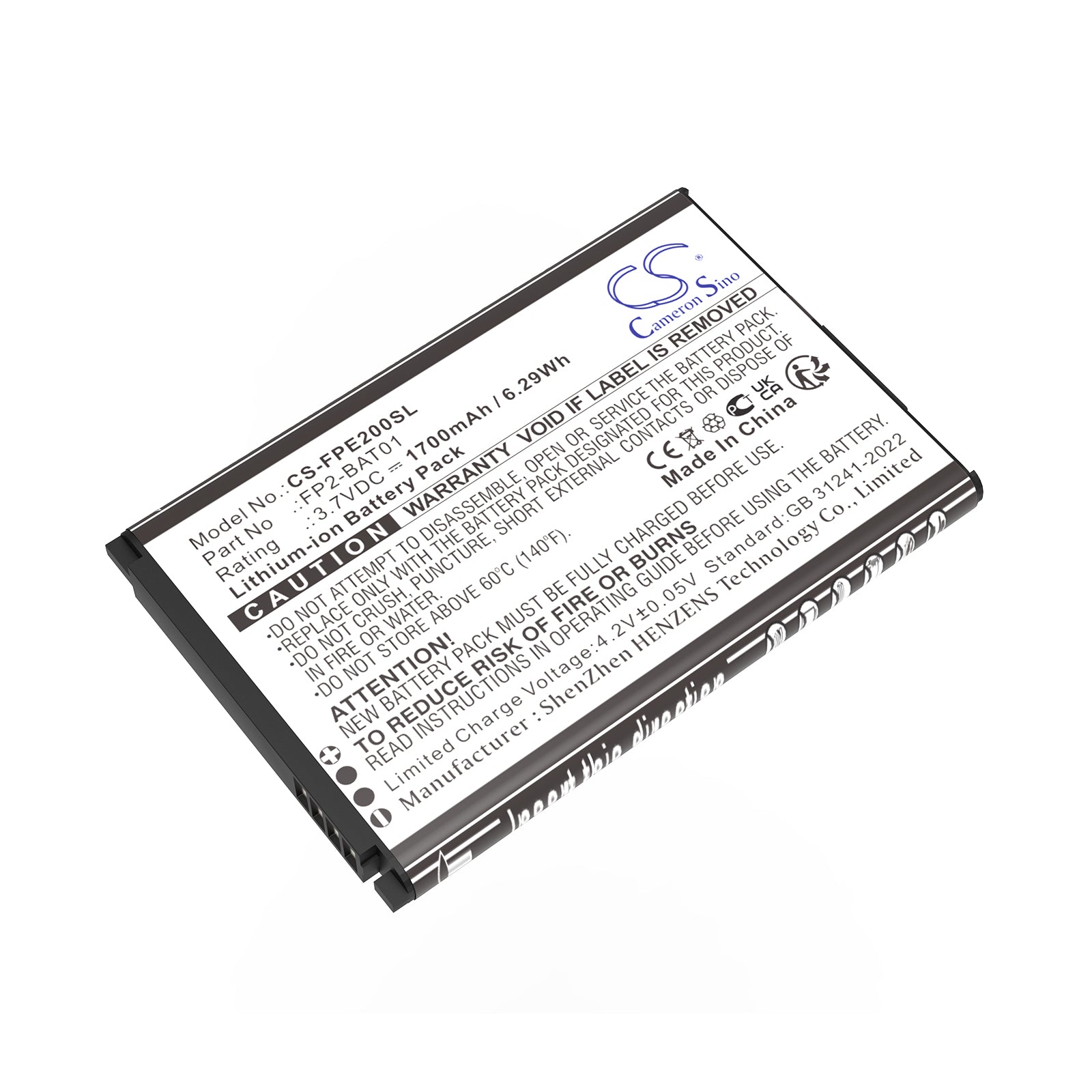 3.7V, Li-ion, 1700mAh, Battery fits Fairphone Fairphone 2, 6.29Wh Mobile, SmartPhone Cameron Sino Technology Limited