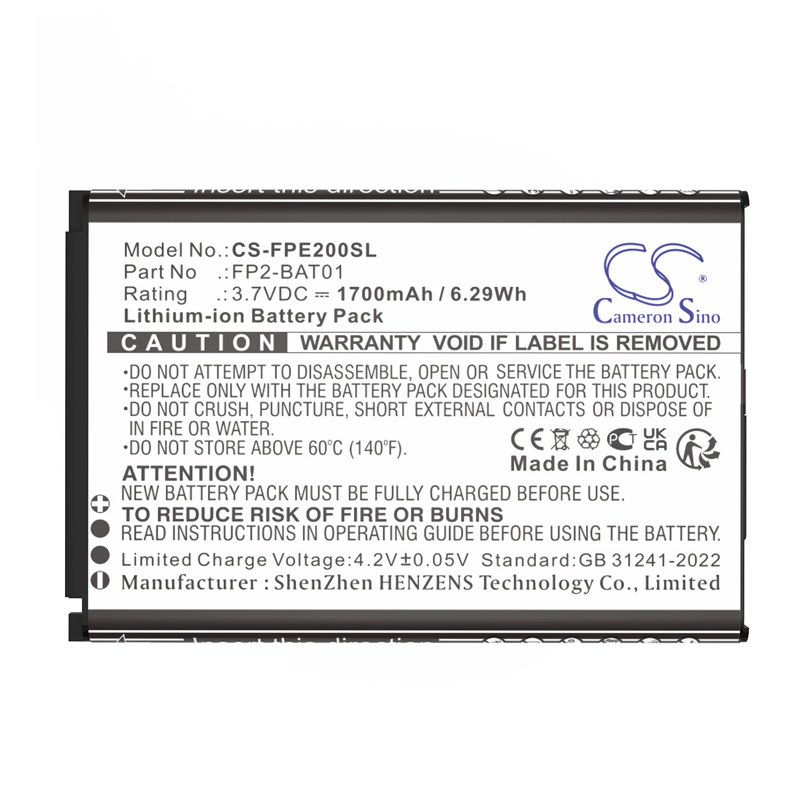 3.7V, Li-ion, 1700mAh, Battery fits Fairphone Fairphone 2, 6.29Wh Mobile, SmartPhone Cameron Sino Technology Limited