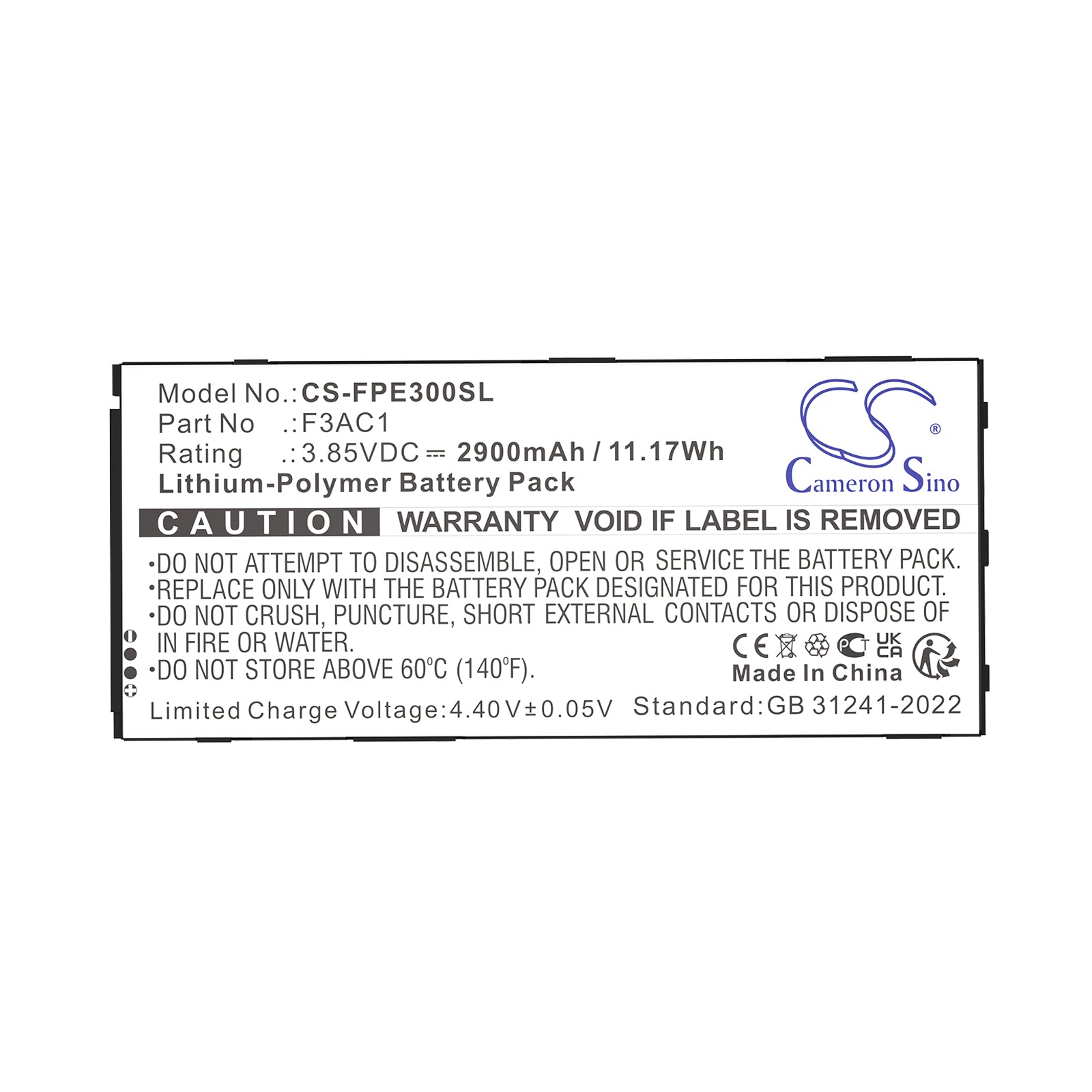 3.85V, Li-Polymer, 2900mAh, Battery fits Fairphone Fairphone 3, Fairphone 3+, 11.17Wh Mobile, SmartPhone Cameron Sino Technology Limited