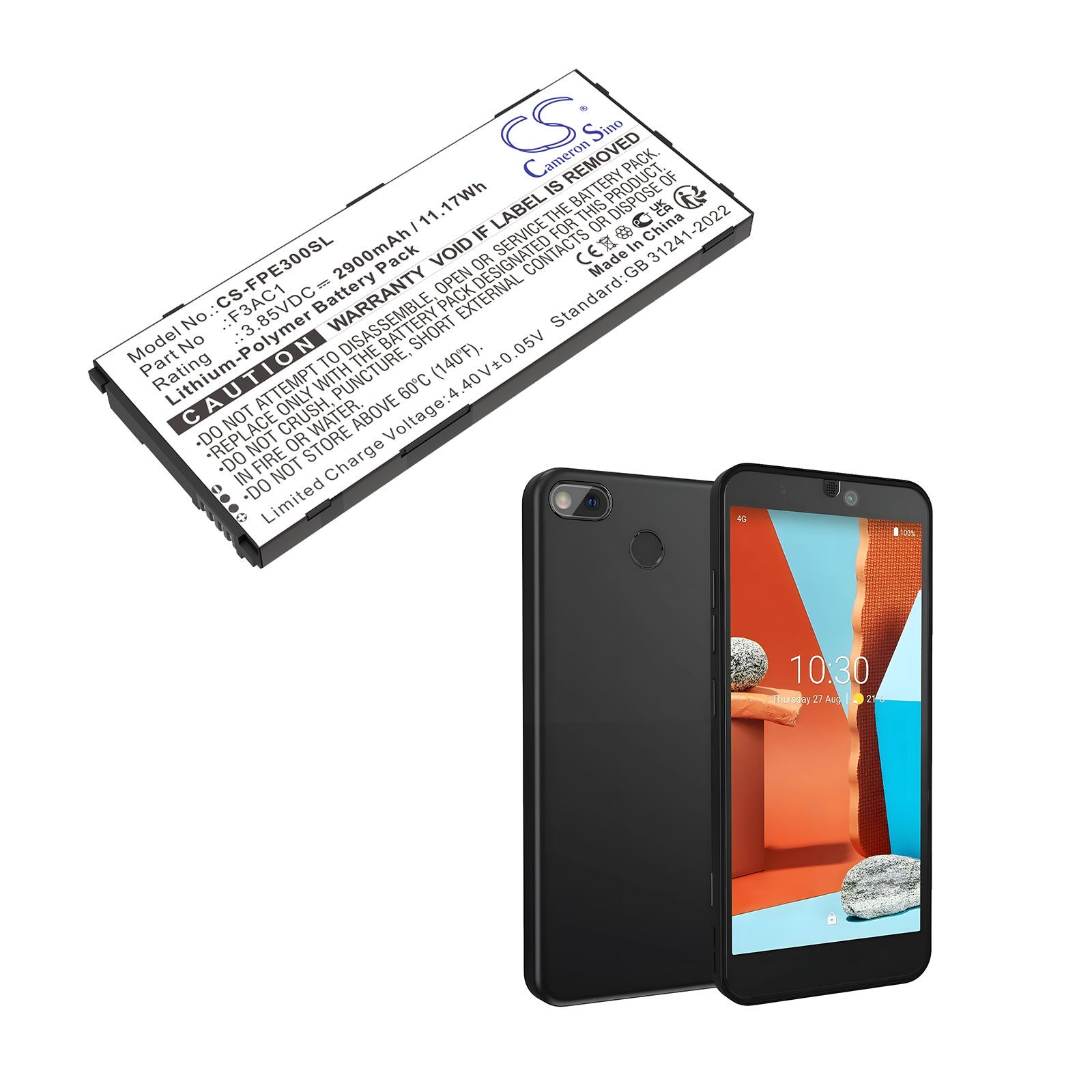 3.85V, Li-Polymer, 2900mAh, Battery fits Fairphone Fairphone 3, Fairphone 3+, 11.17Wh Mobile, SmartPhone Cameron Sino Technology Limited