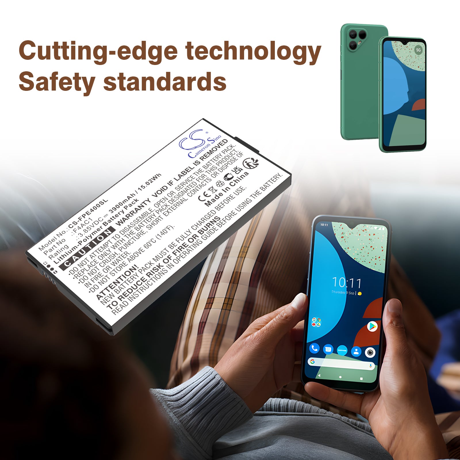3.85V, Li-Polymer, 3900mAh, Battery fits Fairphone Fairphone 4, 15.02Wh Mobile, SmartPhone Cameron Sino Technology Limited