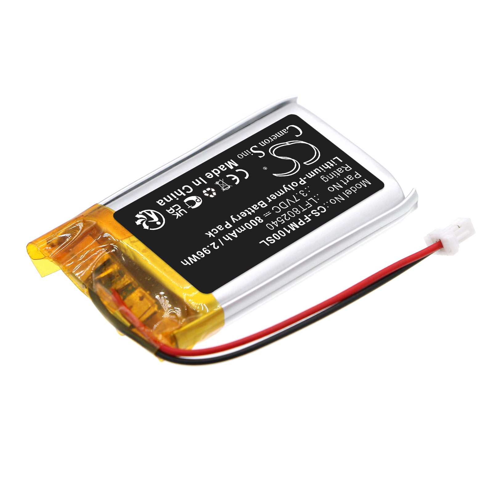 Li-Polymer, Wireless Headset Battery fits Fodsports M1s Pro, 3.7V, 800mAh CS-FPM100SL Wireless Headset Cameron Sino Technology Limited