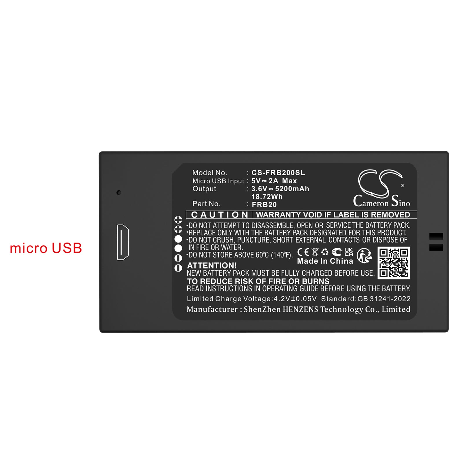3.6V, Li-ion, 5200mAh, Battery fits Imou Cell 2 Camera, 18.72Wh Home Security Camera Cameron Sino Technology Limited