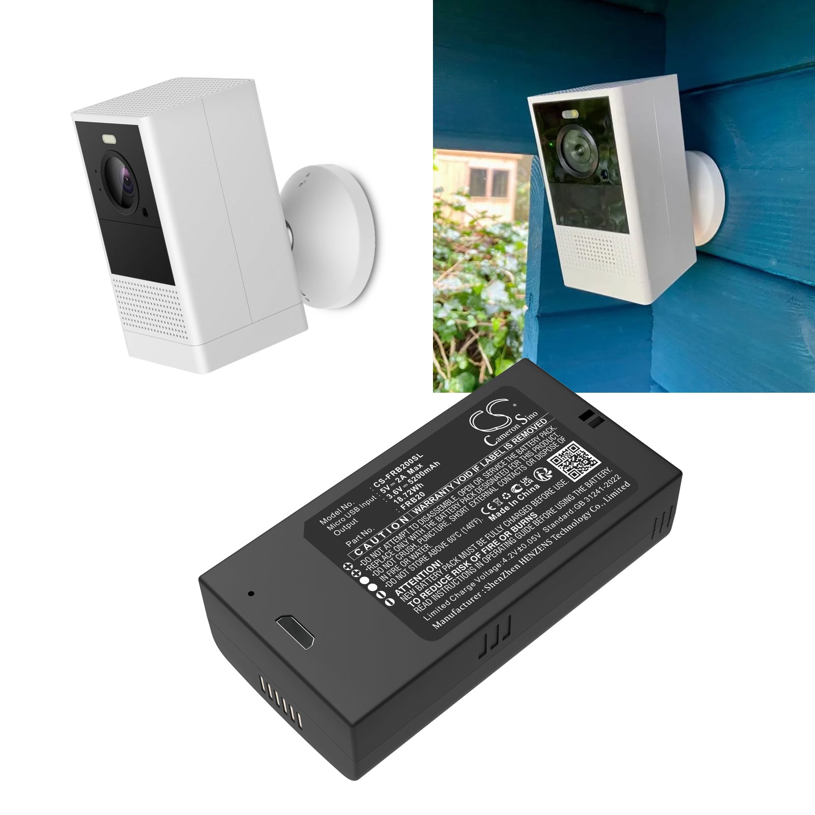 3.6V, Li-ion, 5200mAh, Battery fits Imou Cell 2 Camera, 18.72Wh Home Security Camera Cameron Sino Technology Limited
